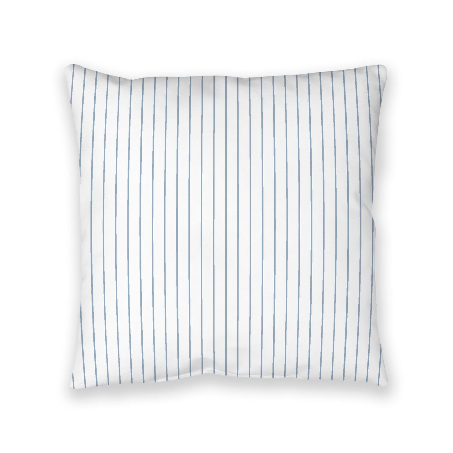 White Spun Polyester Floor Pillow, Blue Stripes on Top, White Bottom, 40 x 40 inches