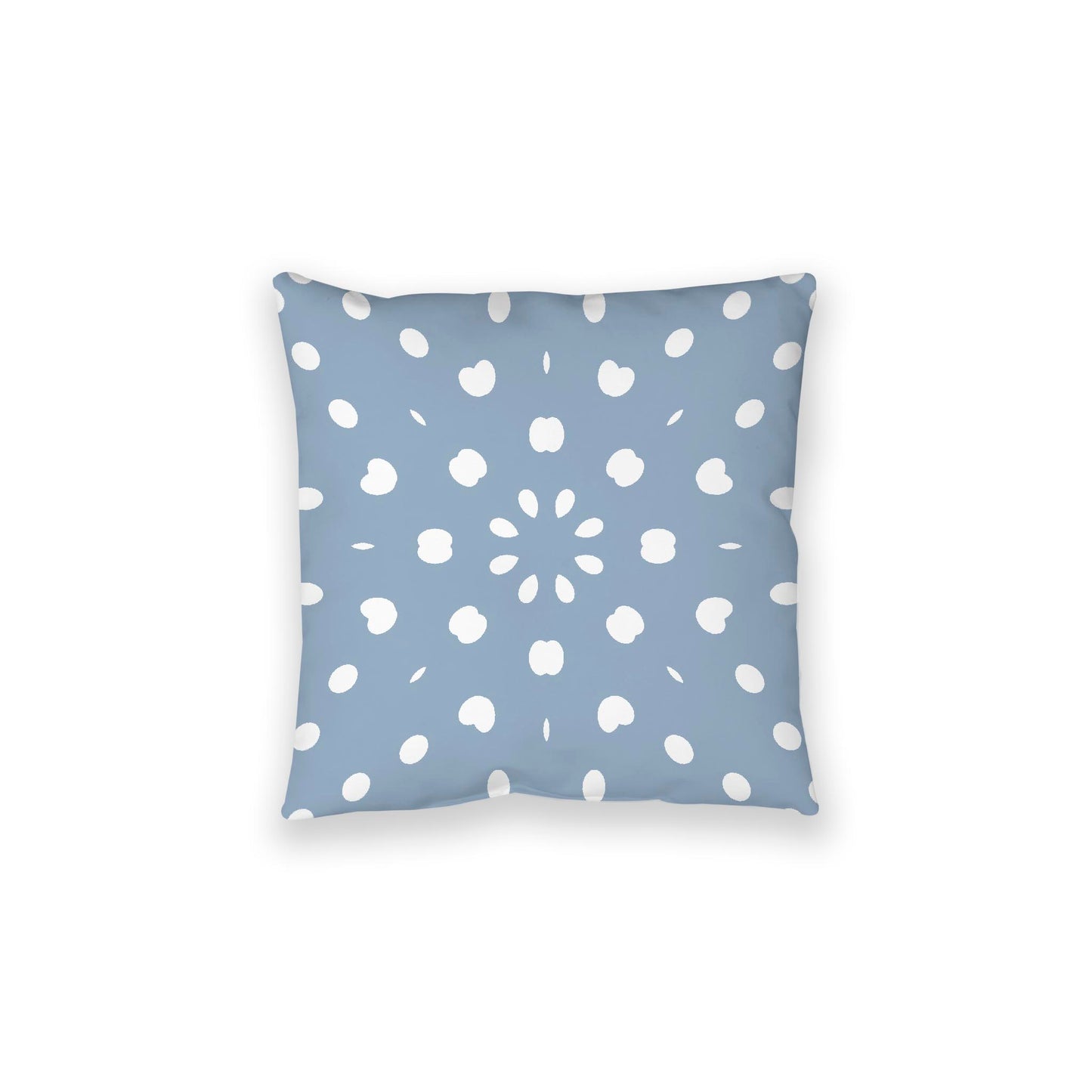 Blue Spun Polyester Floor Pillow, White Burst Pattern on Top, Blue Bottom, 28 x 28 inches