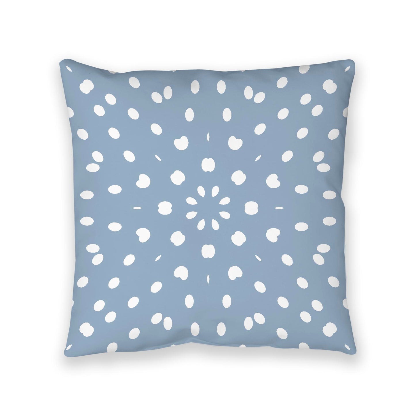 Blue Spun Polyester Floor Pillow, White Burst Pattern on Top, Blue Bottom, 40 x 40 inches