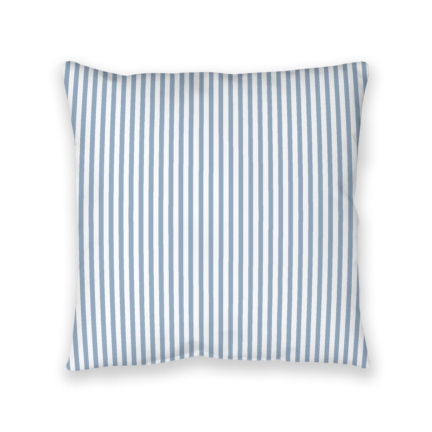 White Spun Polyester Floor Pillow, Thin Blue Bars on Top, White Bottom, 40 x 40 inches