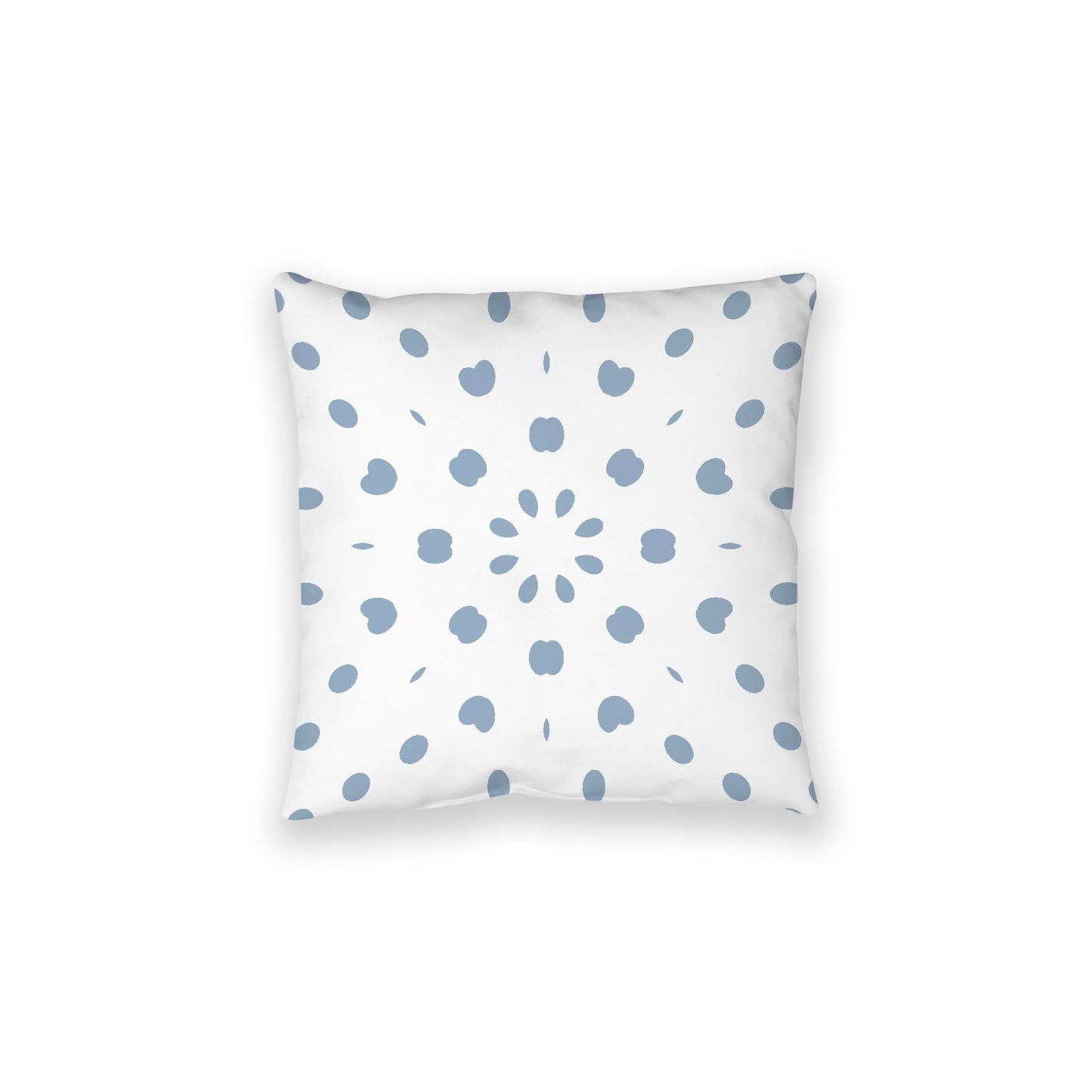 White Spun Polyester Floor Pillow, Blue Burst on Top, White Bottom, 28 x 28 inches
