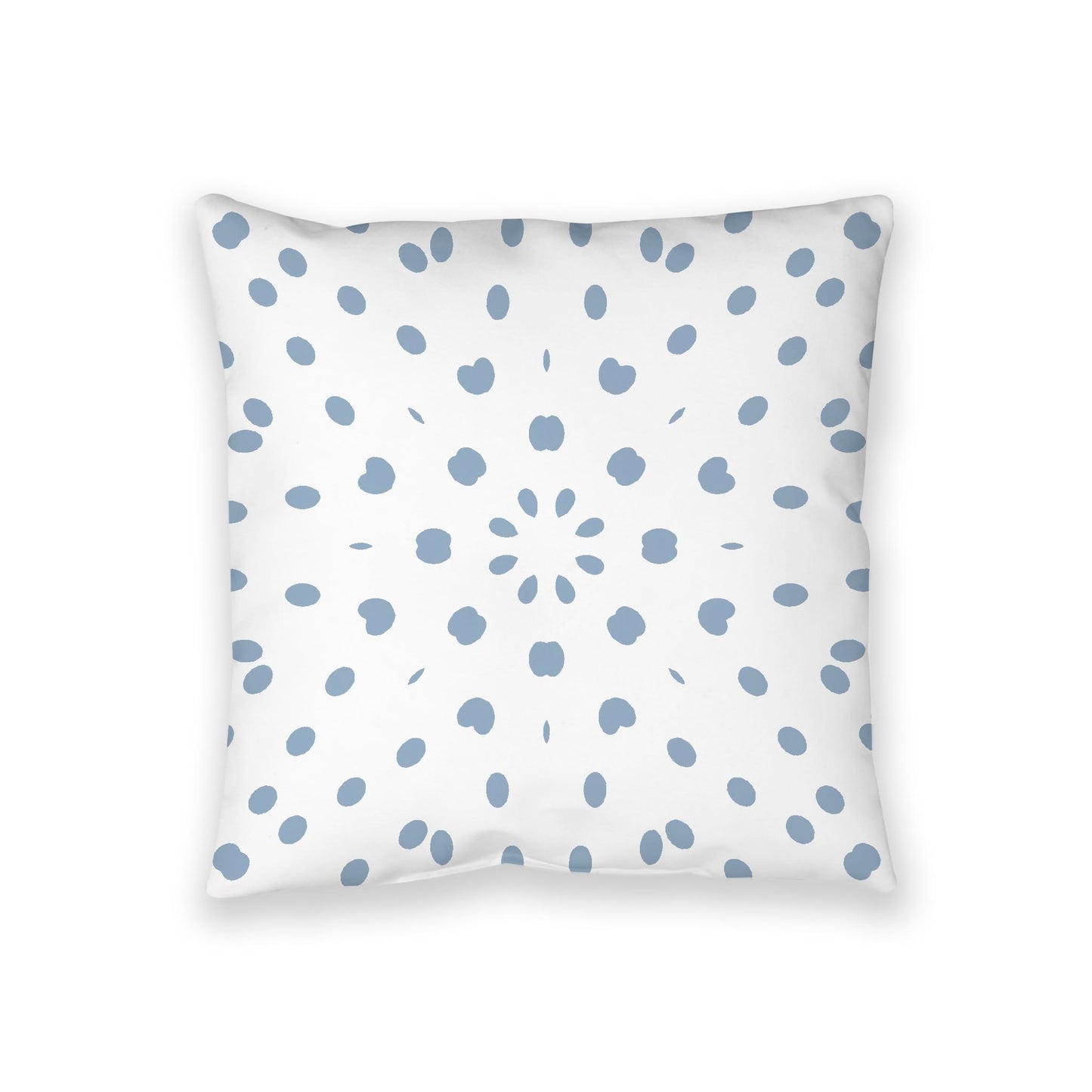 White Spun Polyester Floor Pillow, Blue Burst on Top, White Bottom, 36 x 36 inches