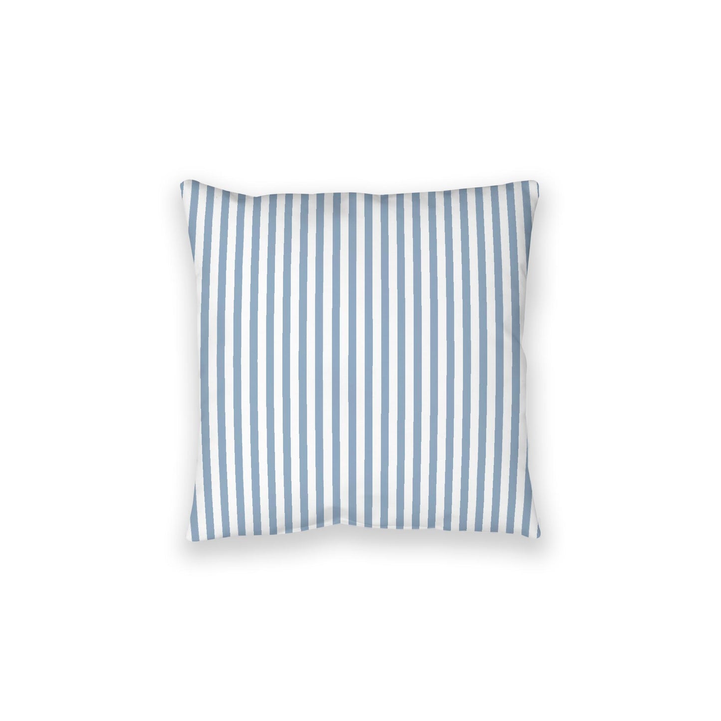 White Spun Polyester Floor Pillow, Thin Blue Bars on Top, White Bottom, 28 x 28 inches