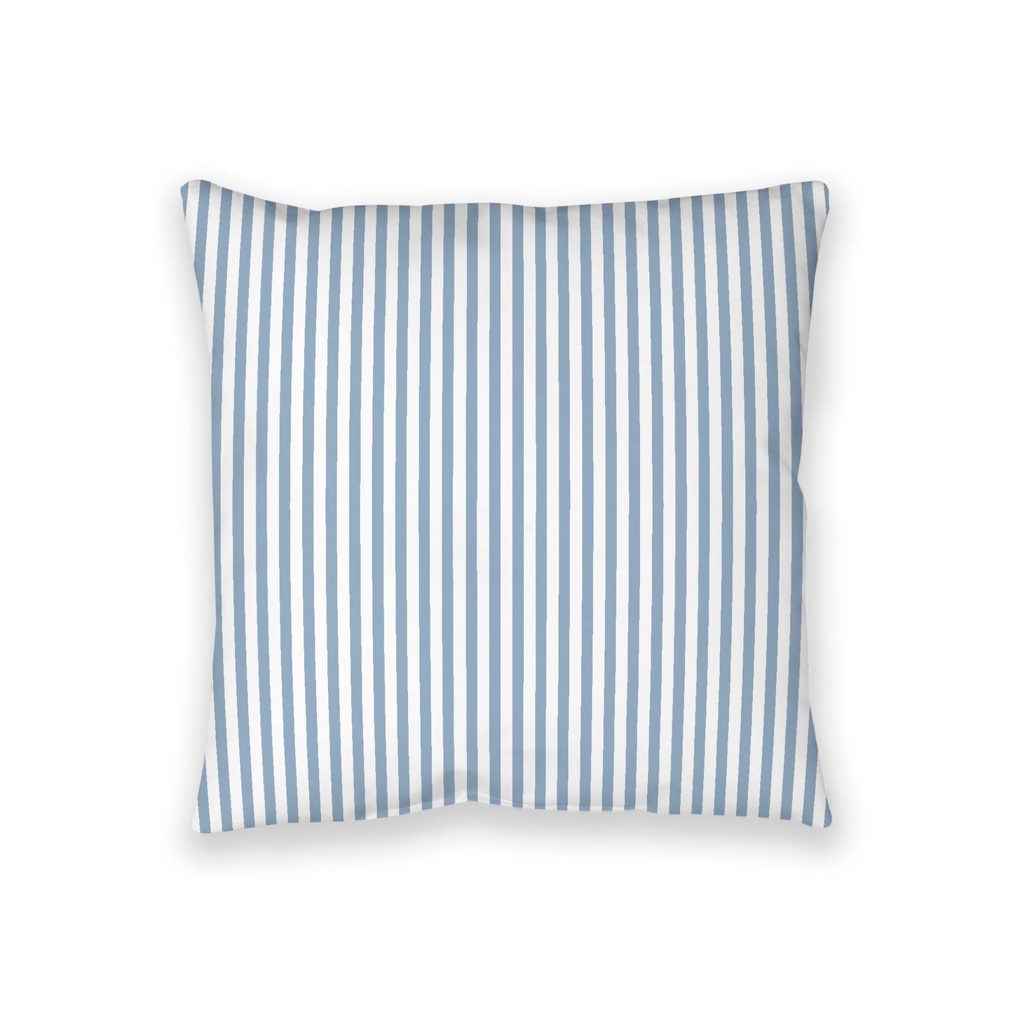 White Spun Polyester Floor Pillow, Thin Blue Bars on Top, White Bottom, 36 x 36 inches