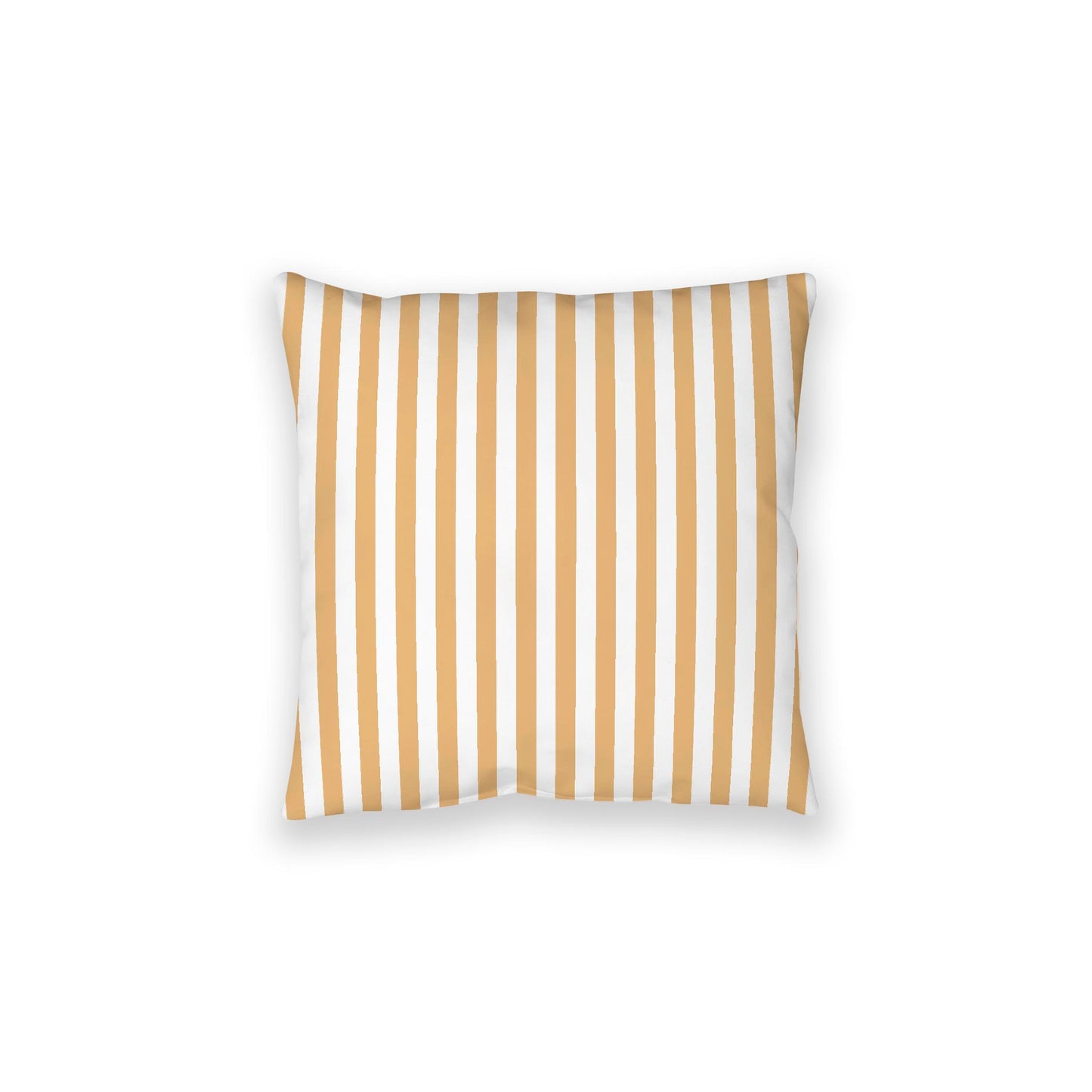 White Spun Polyester Floor Pillow, Bold Pale Orange Bars on Top, White Bottom, 28 x 28 inches
