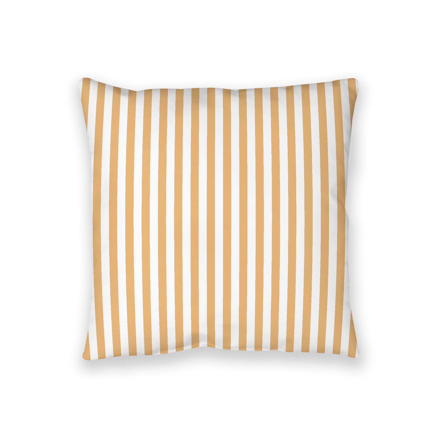 White Spun Polyester Floor Pillow, Bold Pale Orange Bars on Top, White Bottom, 36 x 36 inches