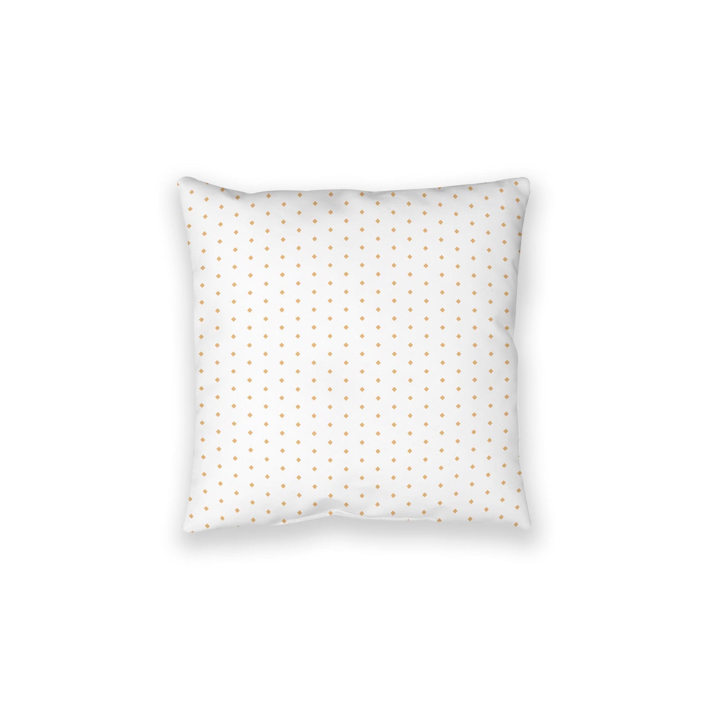 White Spun Polyester Floor Pillow, Pale Orange Diamonds on Top, White Bottom, 28 x 28 inches