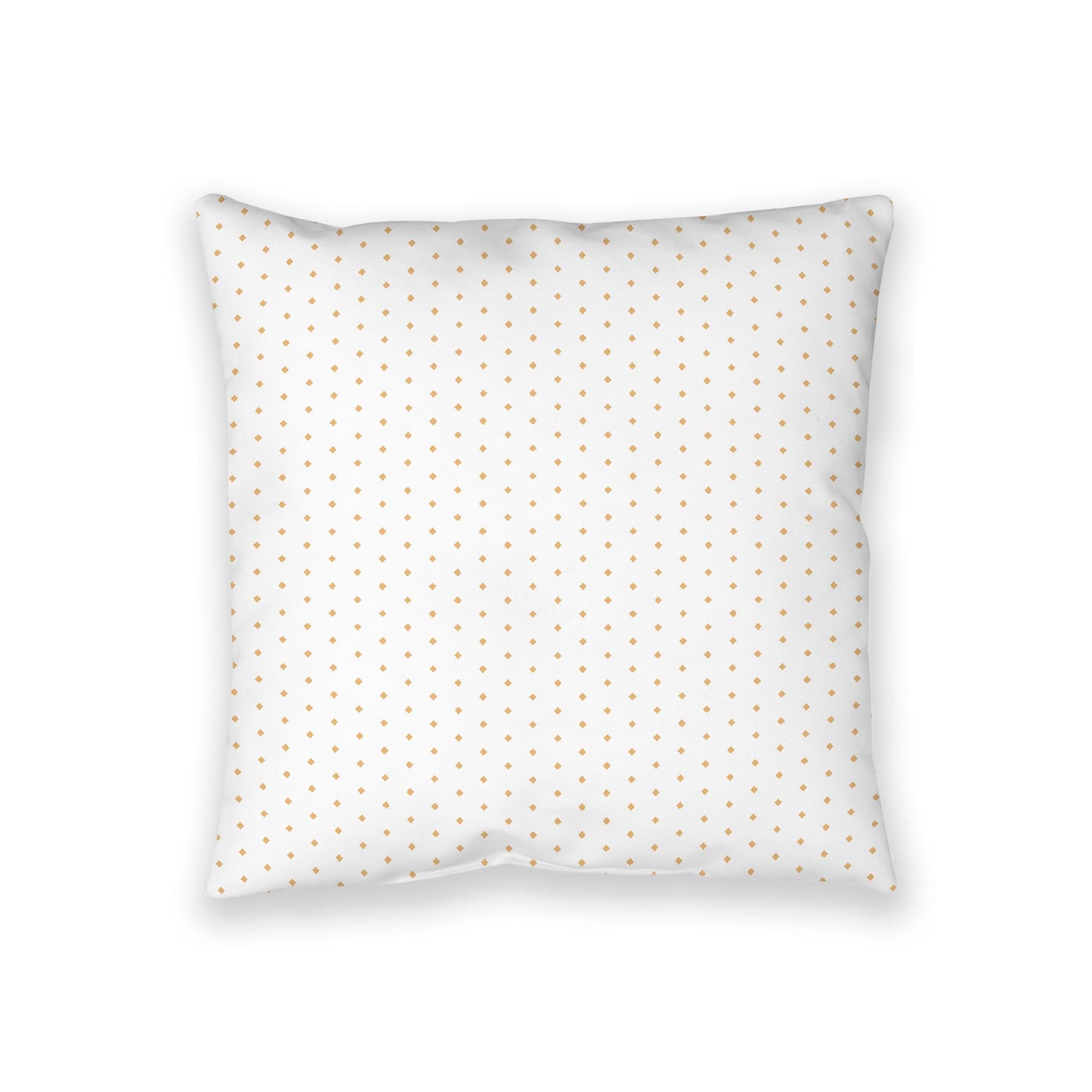 White Spun Polyester Floor Pillow, Pale Orange Diamonds on Top, White Bottom, 36 x 36 inches