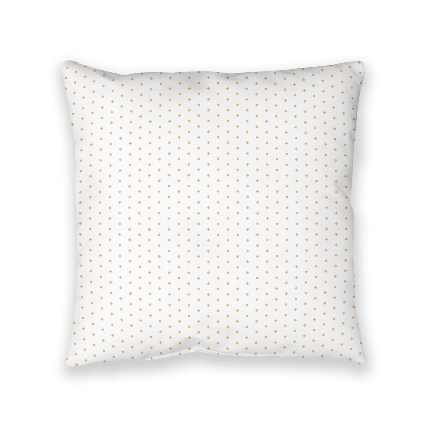 White Spun Polyester Floor Pillow, Pale Orange Diamonds on Top, White Bottom, 40 x 40 inches