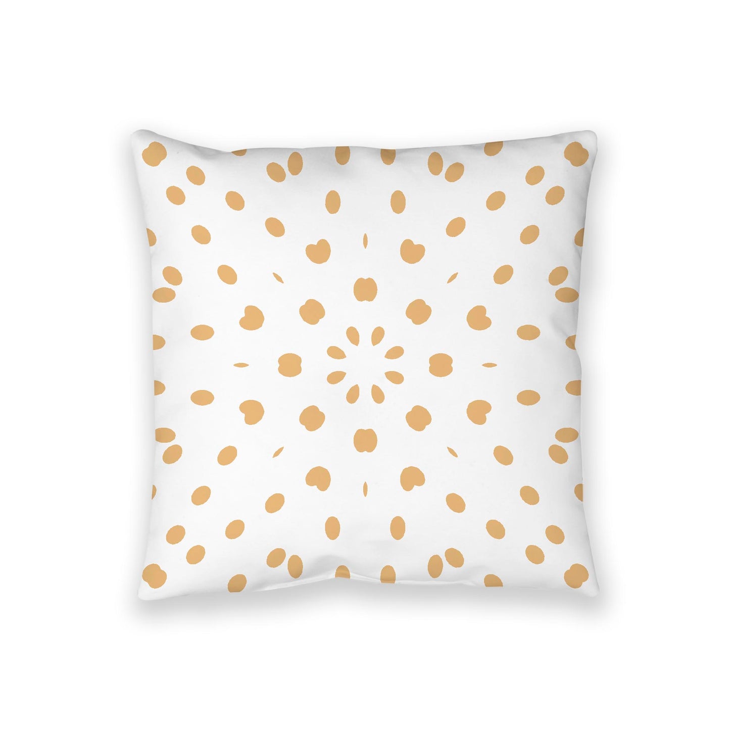 White Spun Polyester Floor Pillow, Pale Orange Burst on Top, White Bottom, 36 x 36 inches