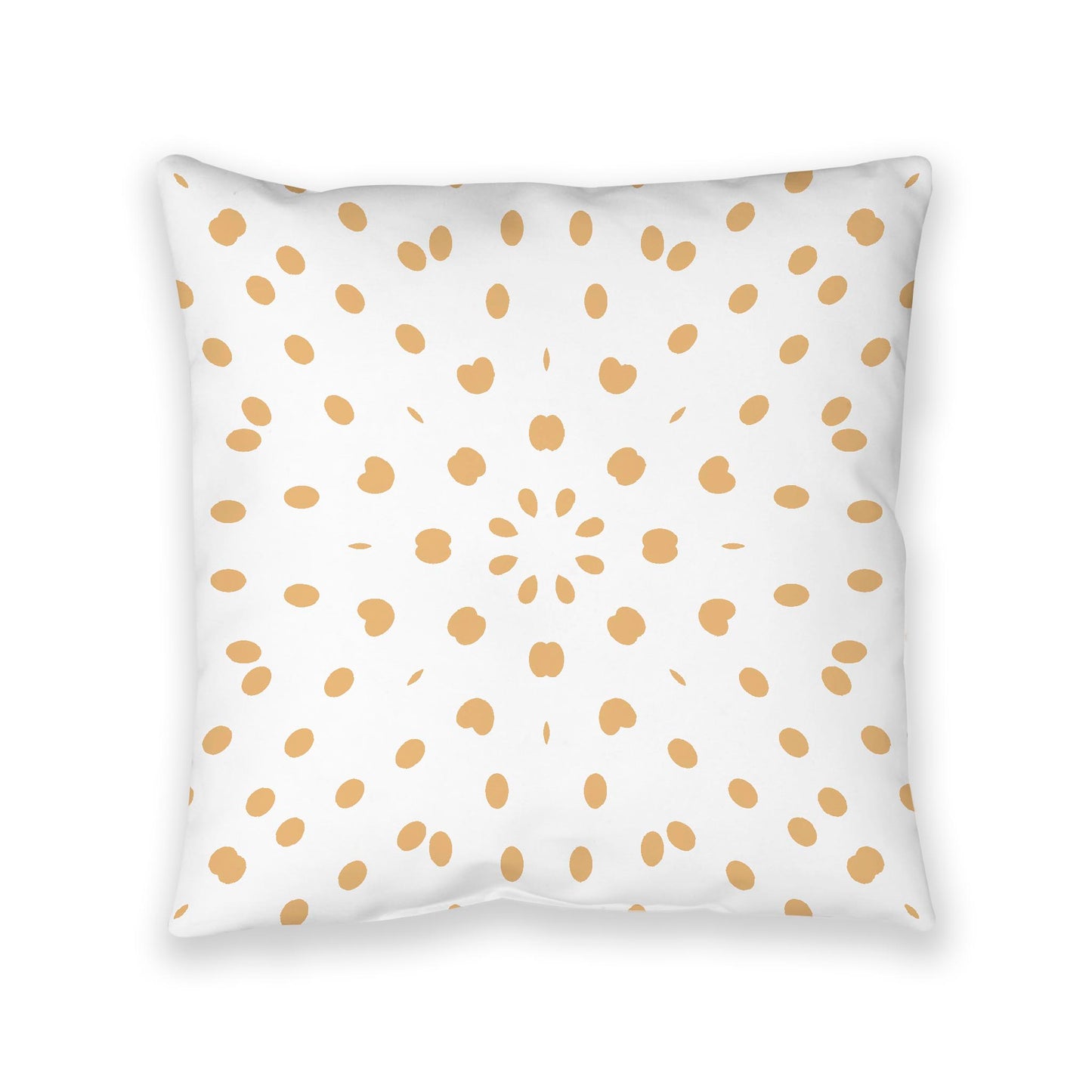 White Spun Polyester Floor Pillow, Pale Orange Burst on Top, White Bottom, 40 x 40 inches