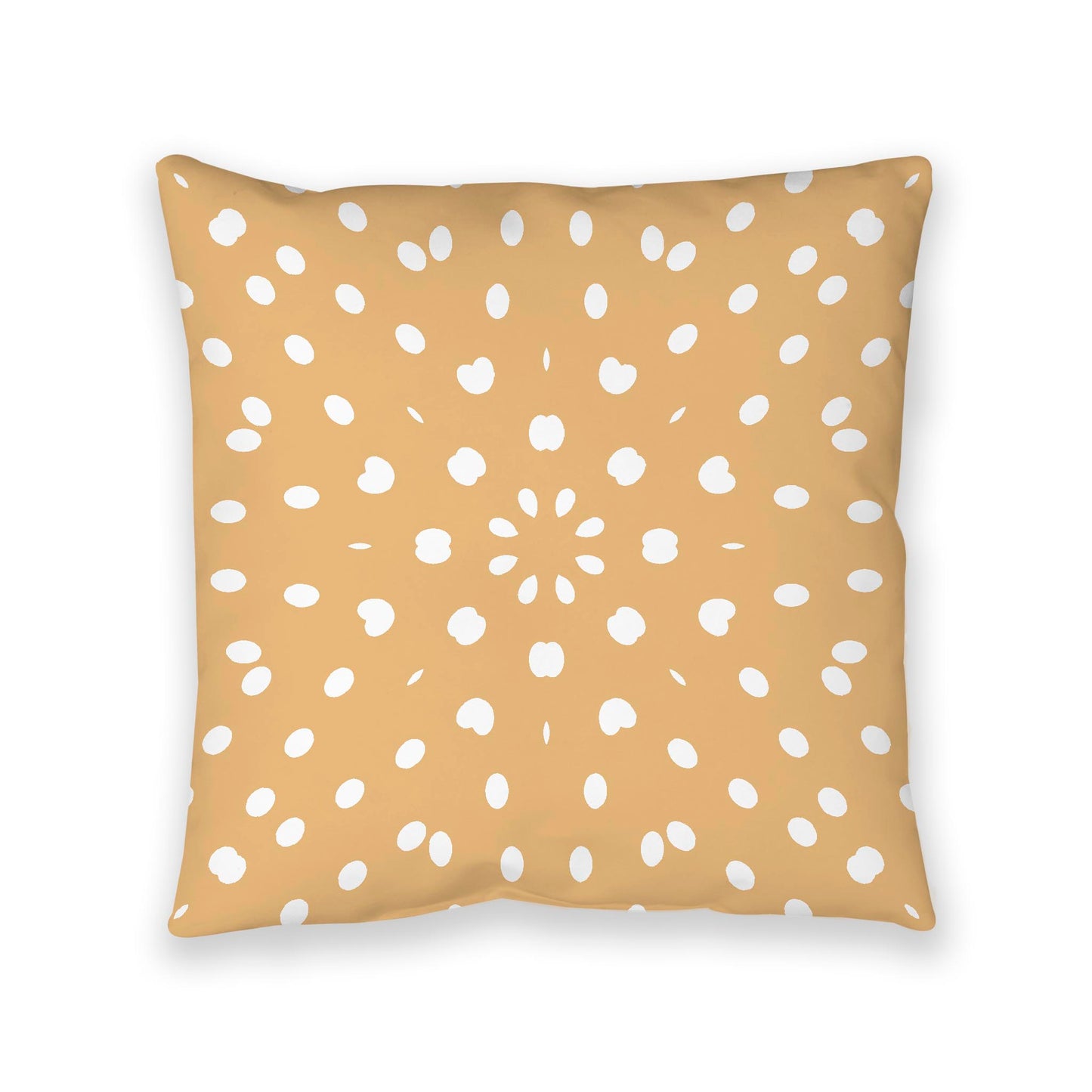 Pale Orange Spun Polyester Floor Pillow, White Burst Pattern on Top, Pale Orange Bottom, 40 x 40 inches