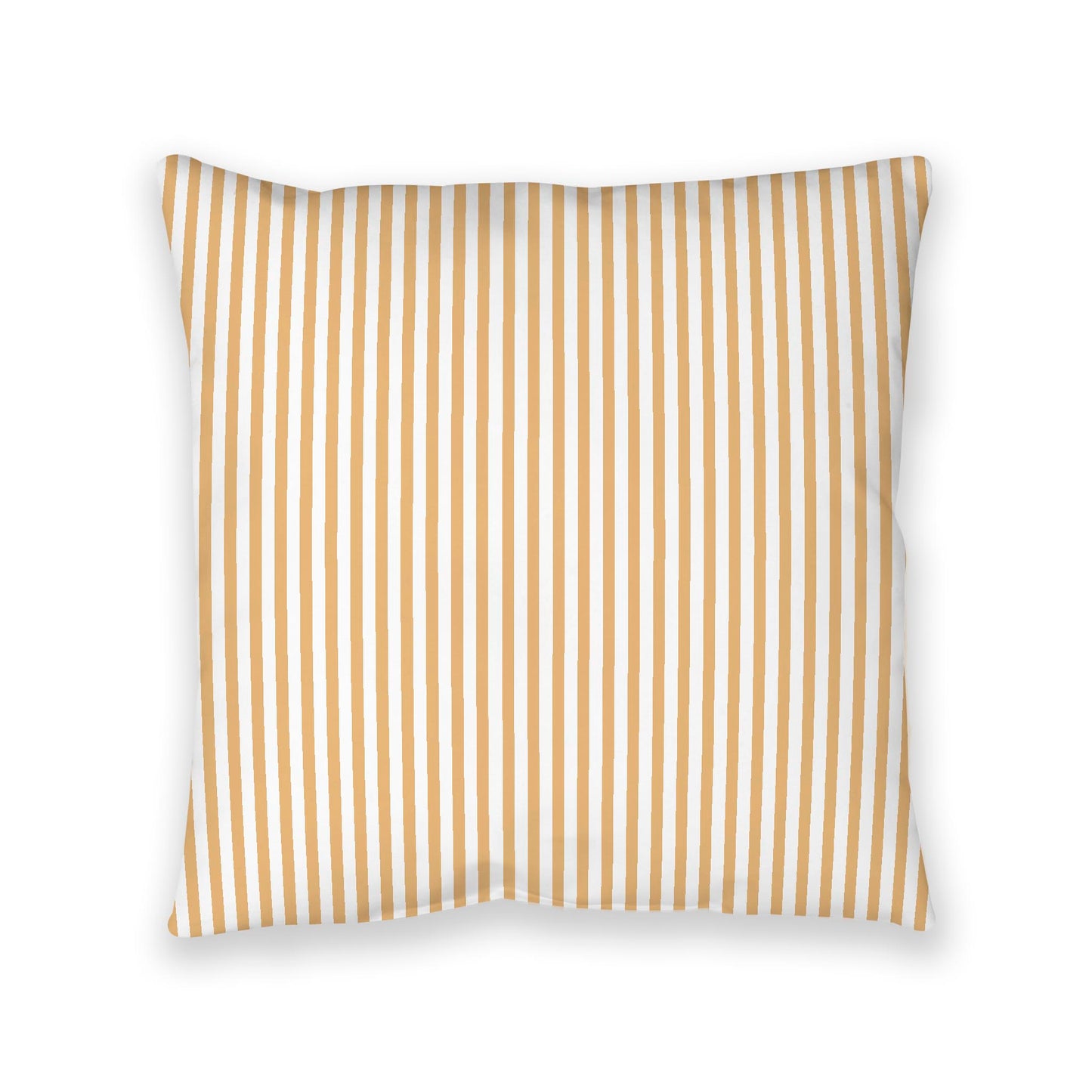White Spun Polyester Floor Pillow, Thin Pale Orange Bars on Top, White Bottom, 40 x 40 inches