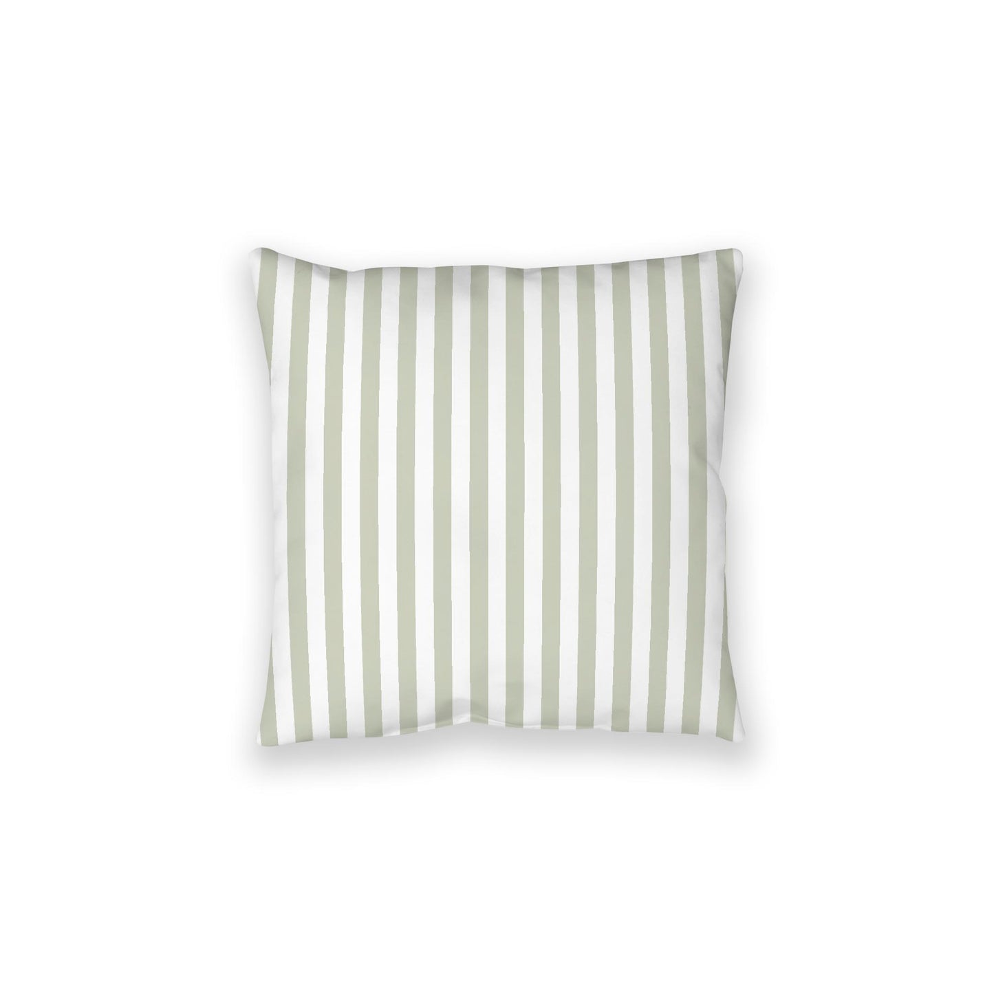 White Spun Polyester Floor Pillow, Bold Pale Green Bars on Top, White Bottom, 28 x 28 inches