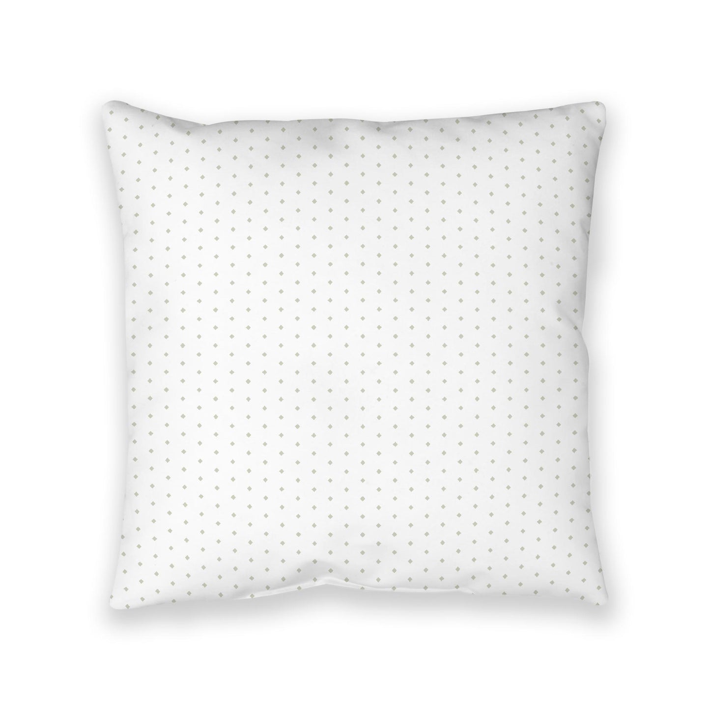 White Spun Polyester Floor Pillow, Pale Green Diamonds on Top, White Bottom, 40 x 40 inches