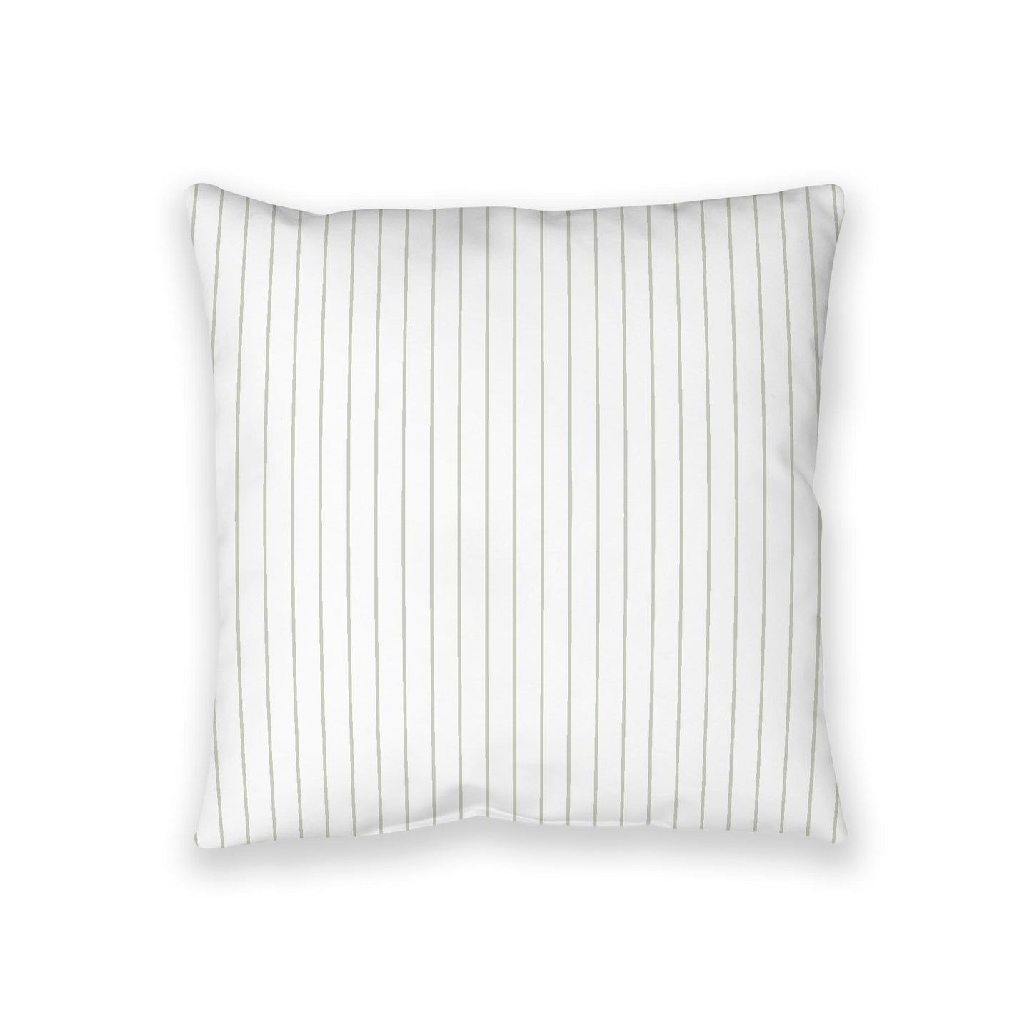 White Spun Polyester Floor Pillow, Pale Green Stripes on Top, White Bottom, 36 x 36 inches