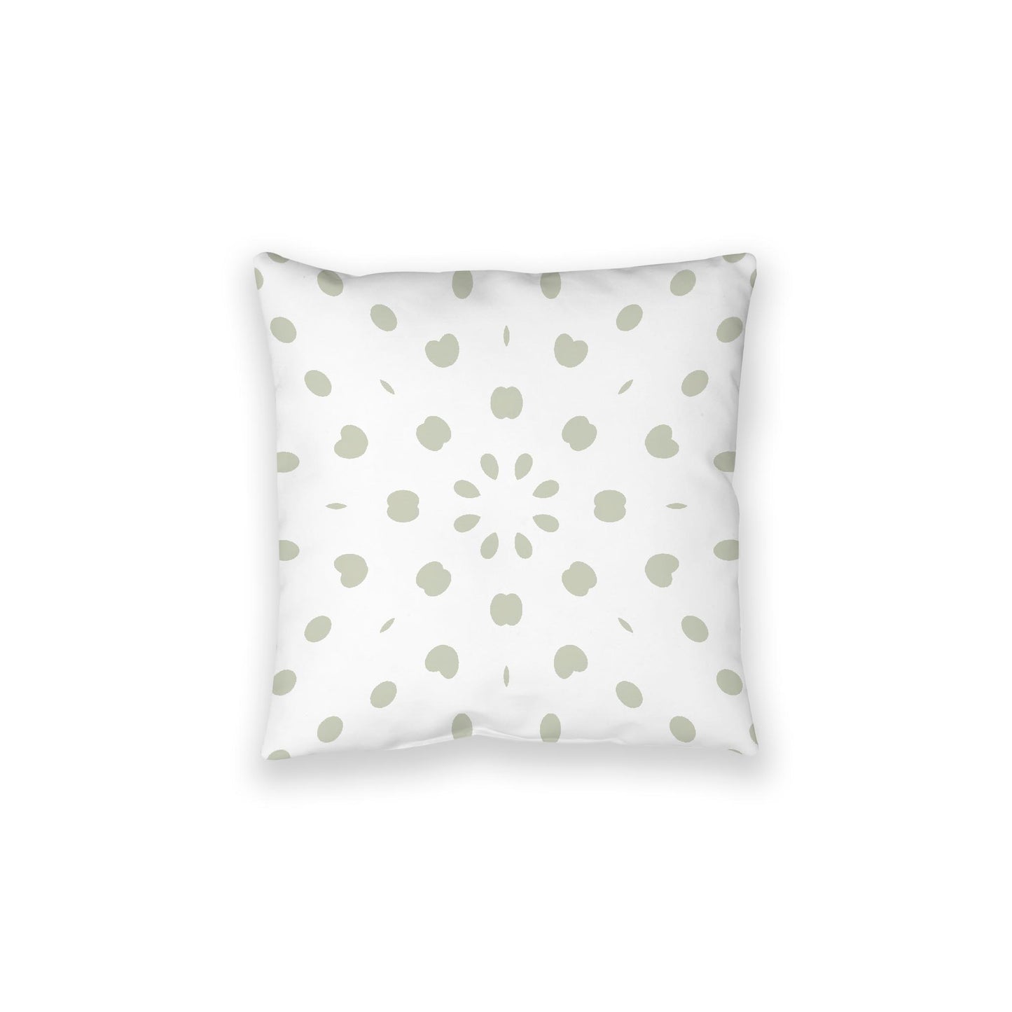 White Spun Polyester Floor Pillow, Pale Green Burst on Top, White Bottom, 28 x 28 inches