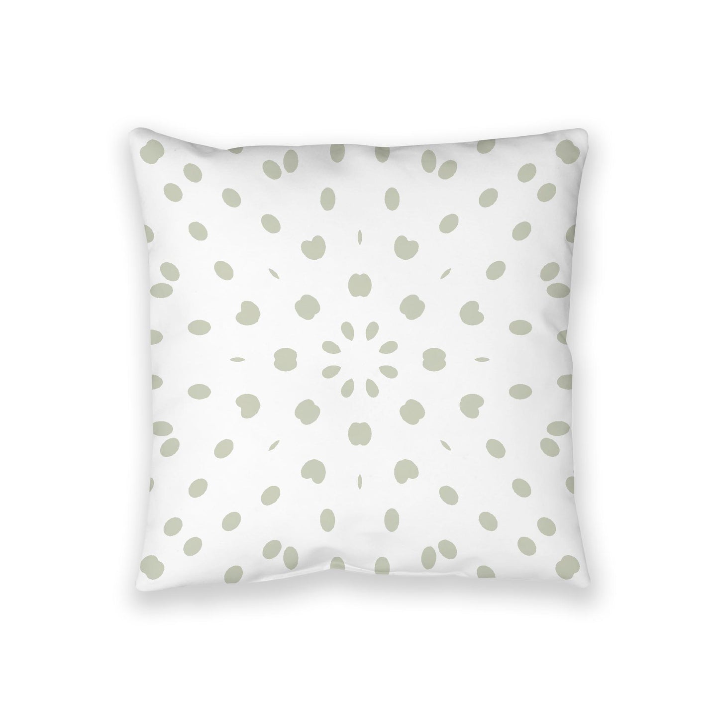White Spun Polyester Floor Pillow, Pale Green Burst on Top, White Bottom, 36 x 36 inches