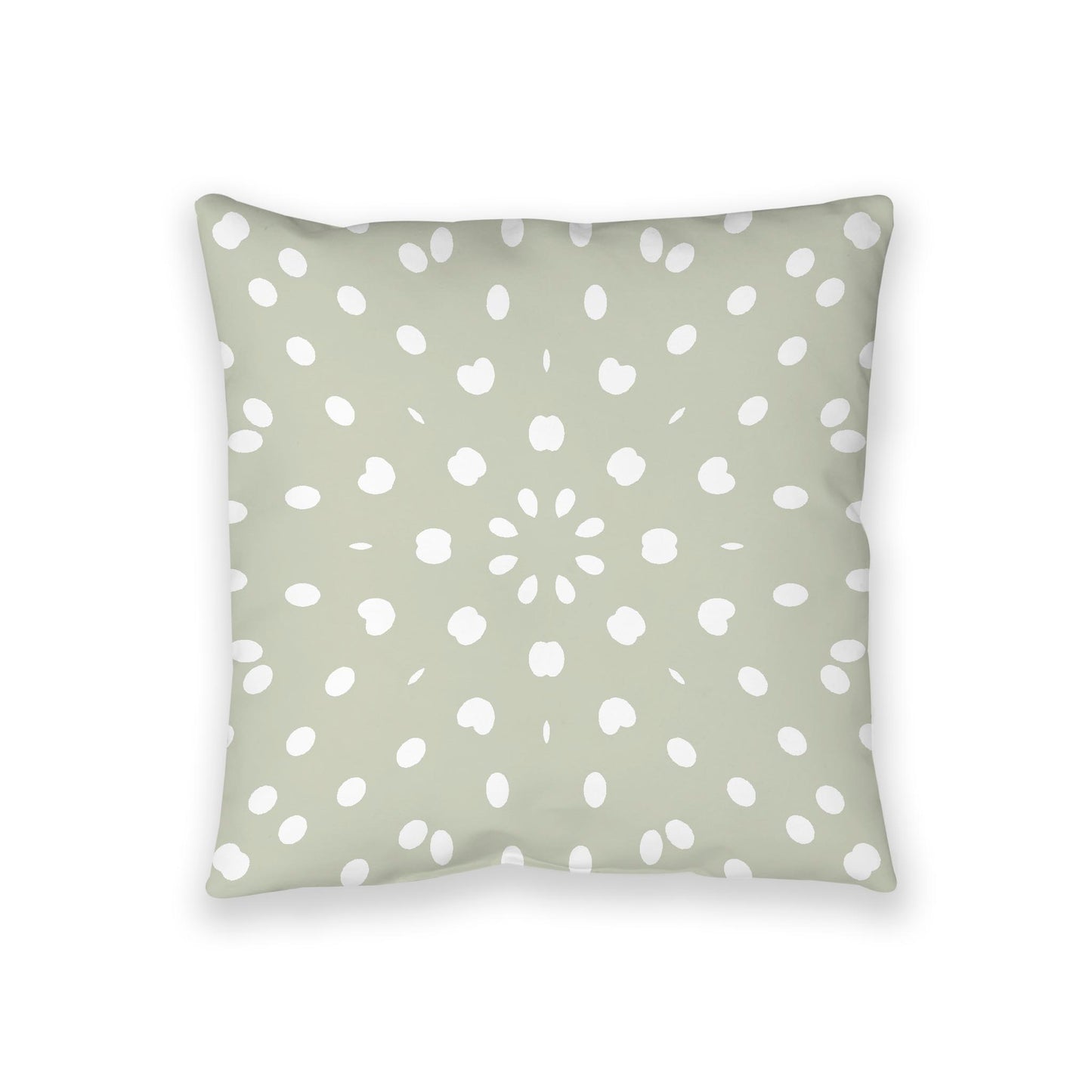 Pale Green Spun Polyester Floor Pillow, White Burst Pattern on Top, Pale Green Bottom, 36 x 36 inches