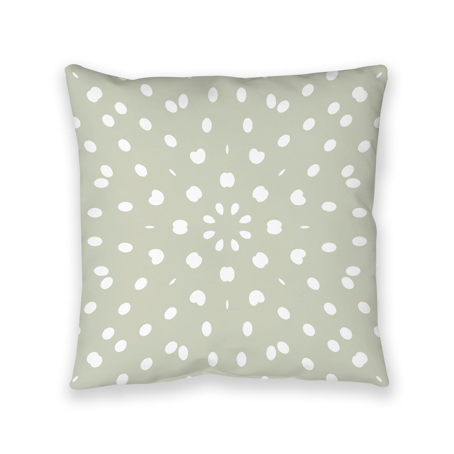 Pale Green Spun Polyester Floor Pillow, White Burst Pattern on Top, Pale Green Bottom, 40 x 40 inches