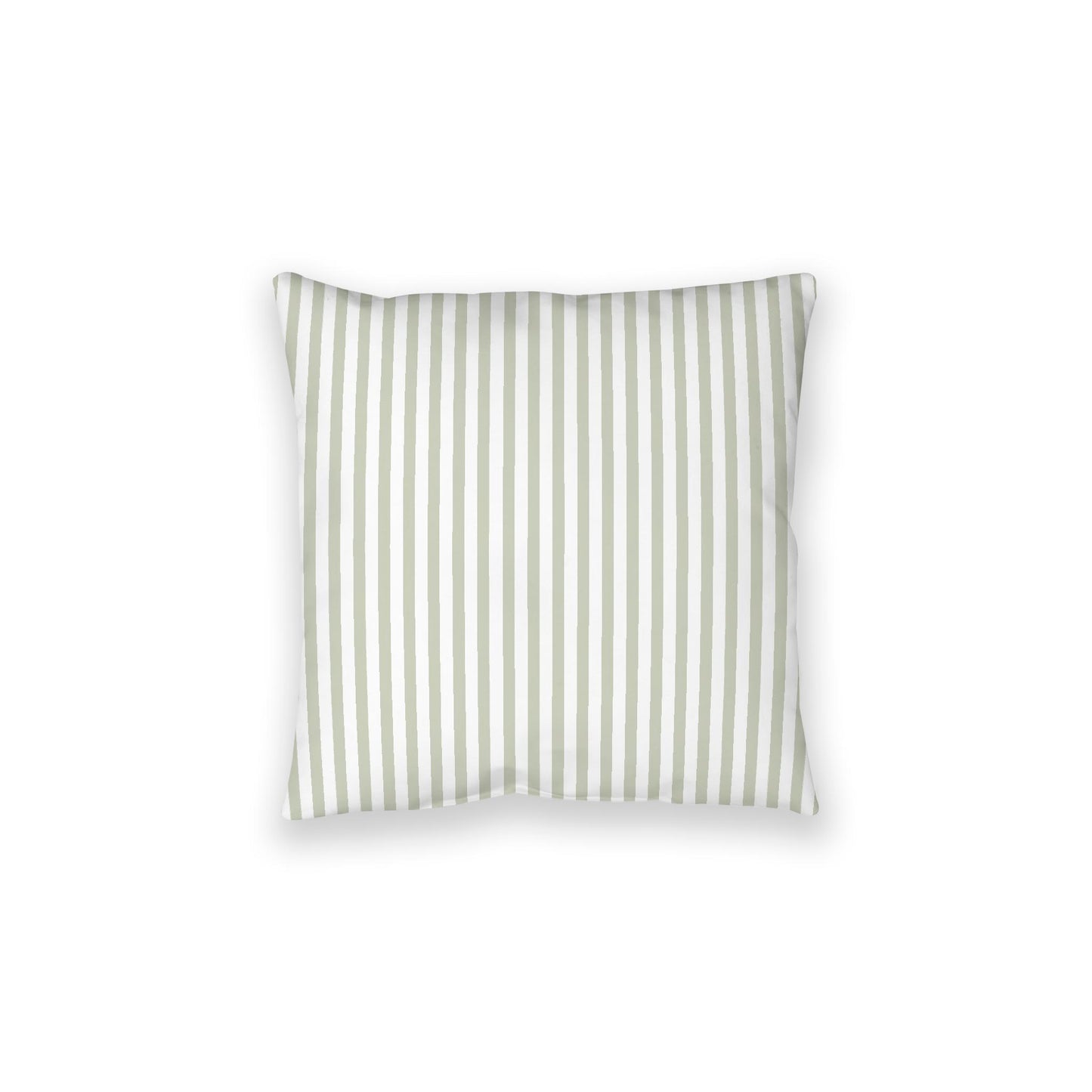 White Spun Polyester Floor Pillow, Thin Pale Green Bars on Top, White Bottom, 28 x 28 inches