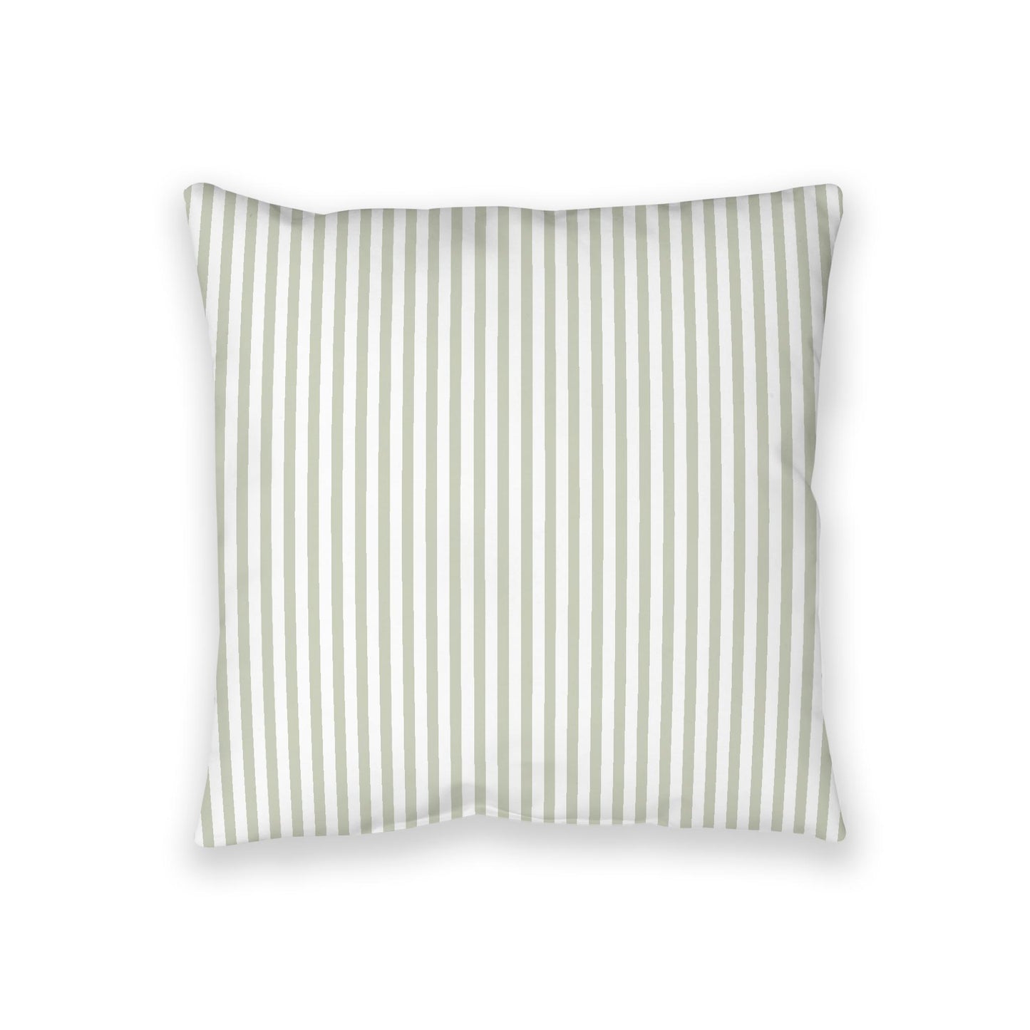 White Spun Polyester Floor Pillow, Thin Pale Green Bars on Top, White Bottom, 36 x 36 inches