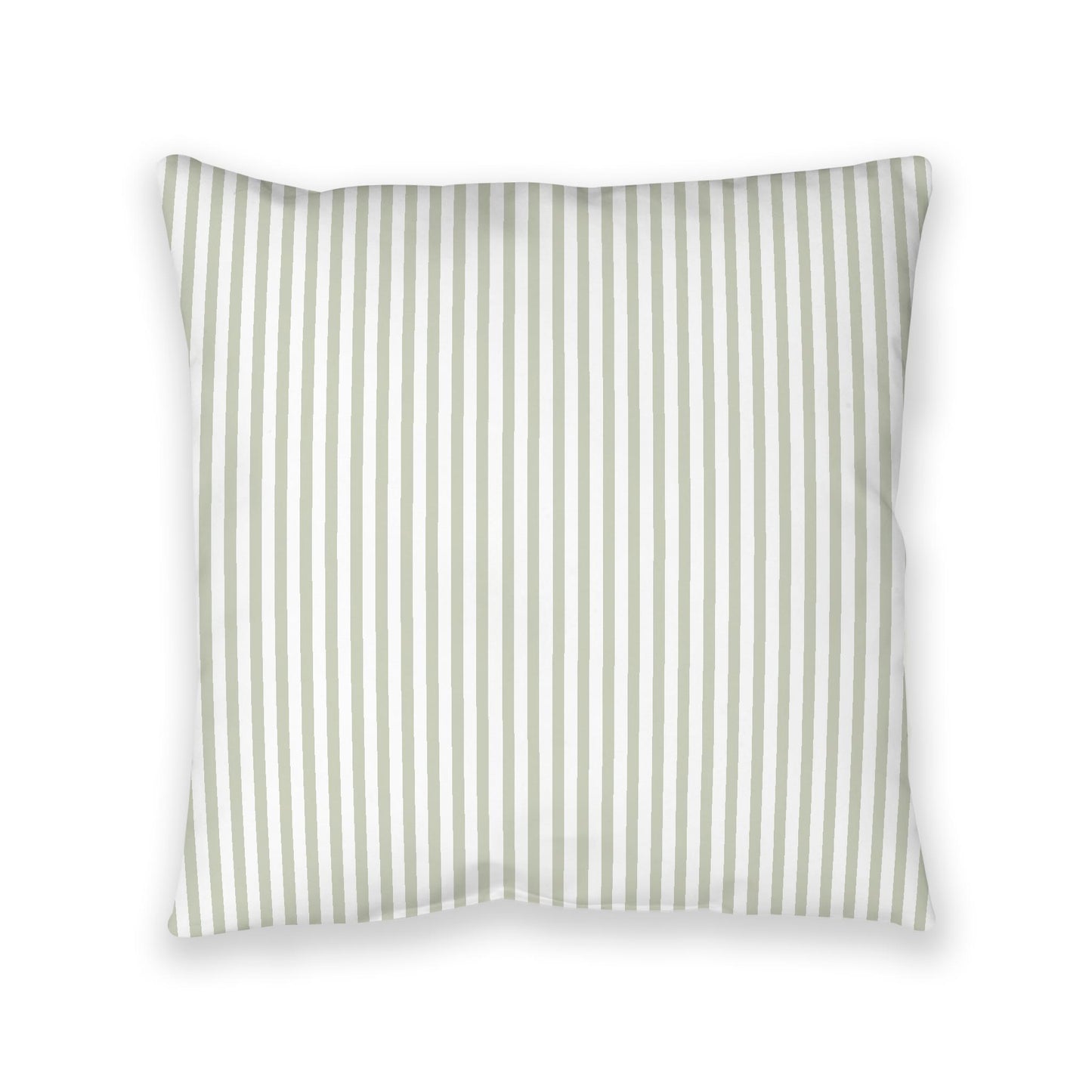 White Spun Polyester Floor Pillow, Thin Pale Green Bars on Top, White Bottom, 40 x 40 inches