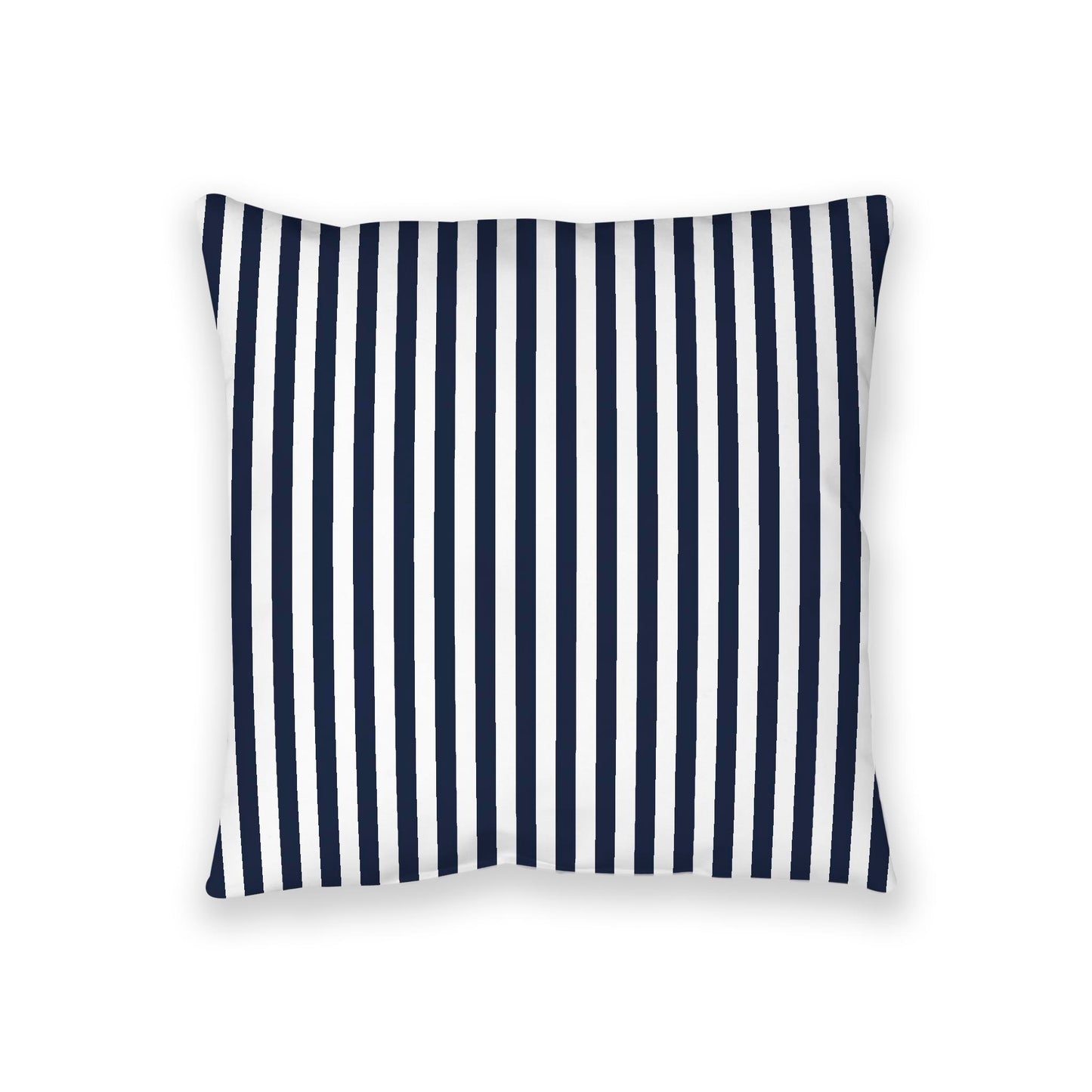 White Spun Polyester Floor Pillow, Bold Navy Blue Bars on Top, White Bottom, 36 x 36 inches