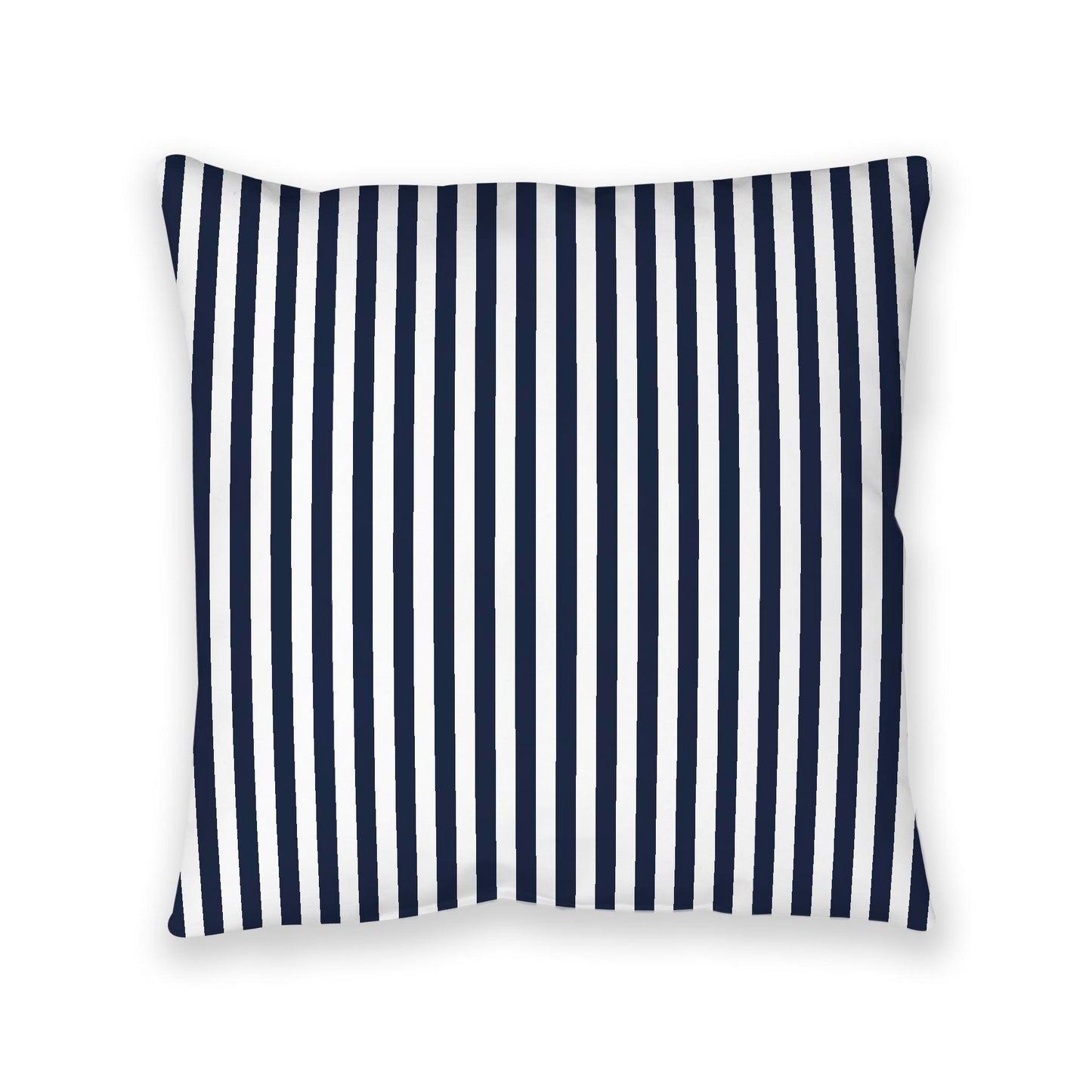 White Spun Polyester Floor Pillow, Bold Navy Blue Bars on Top, White Bottom, 40 x 40 inches