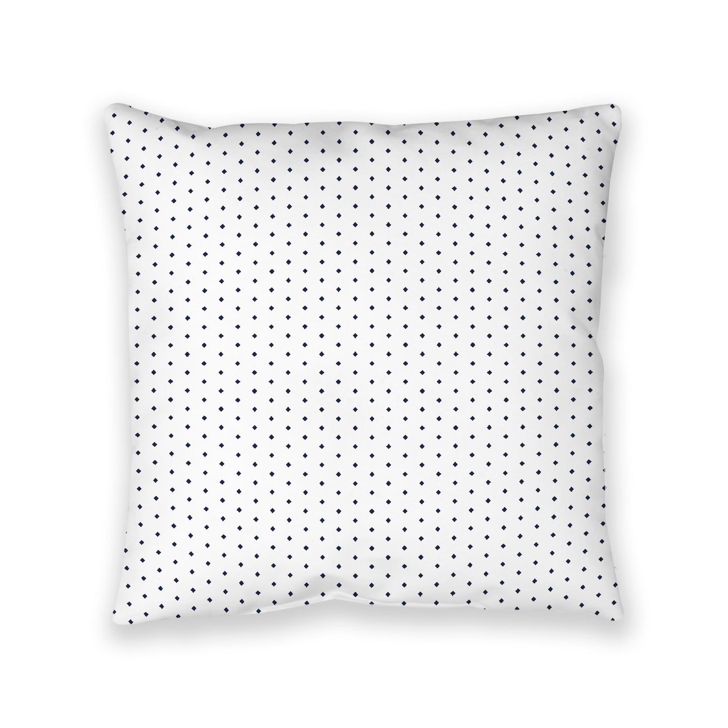 White Spun Polyester Floor Pillow, Navy Blue Diamonds on Top, White Bottom, 40 x 40 inches