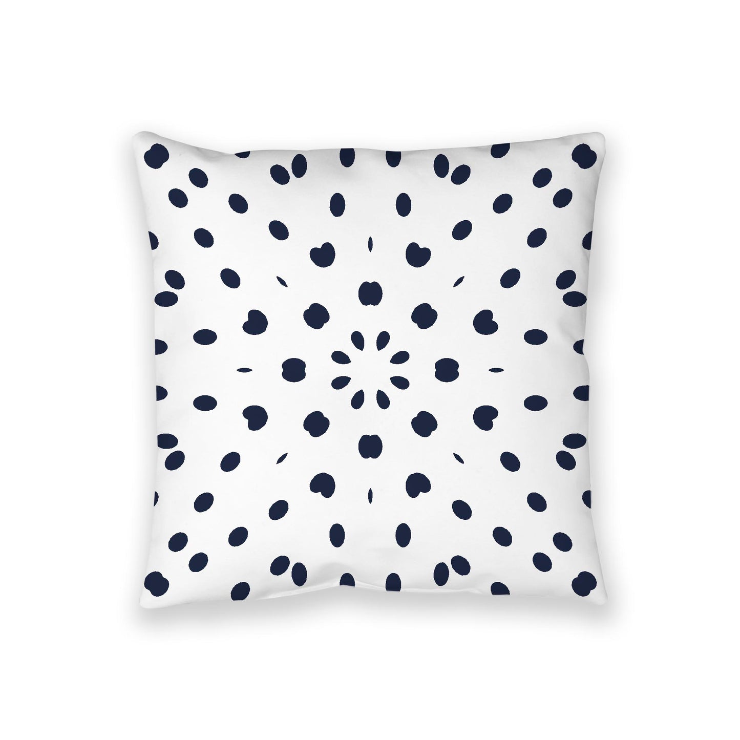 White Spun Polyester Floor Pillow, Navy Blue Burst on Top, White Bottom, 36 x 36 inches