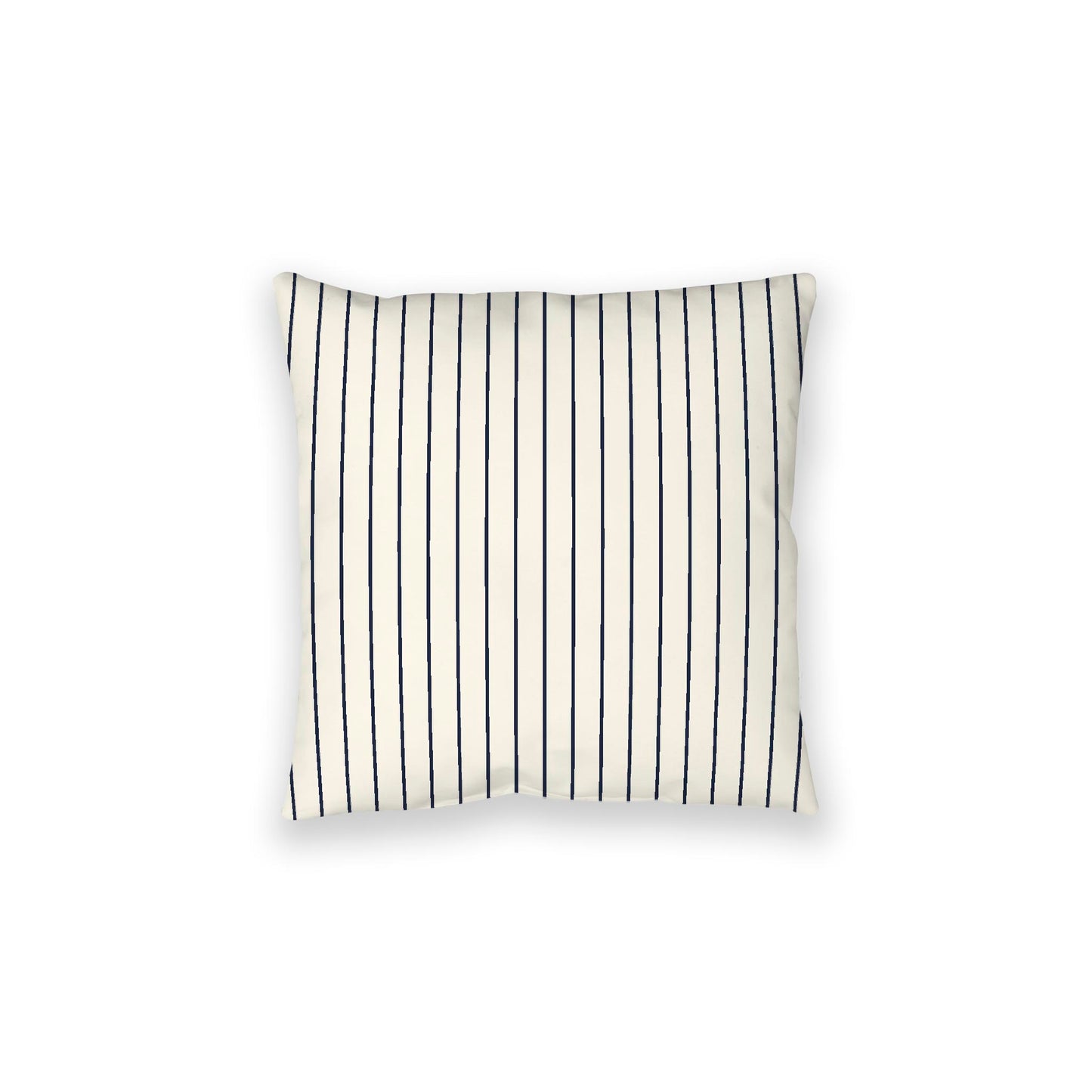 Pale Cream Spun Polyester Floor Pillow, Navy Blue Stripes on Top, Pale Cream Bottom, 28 x 28 inches