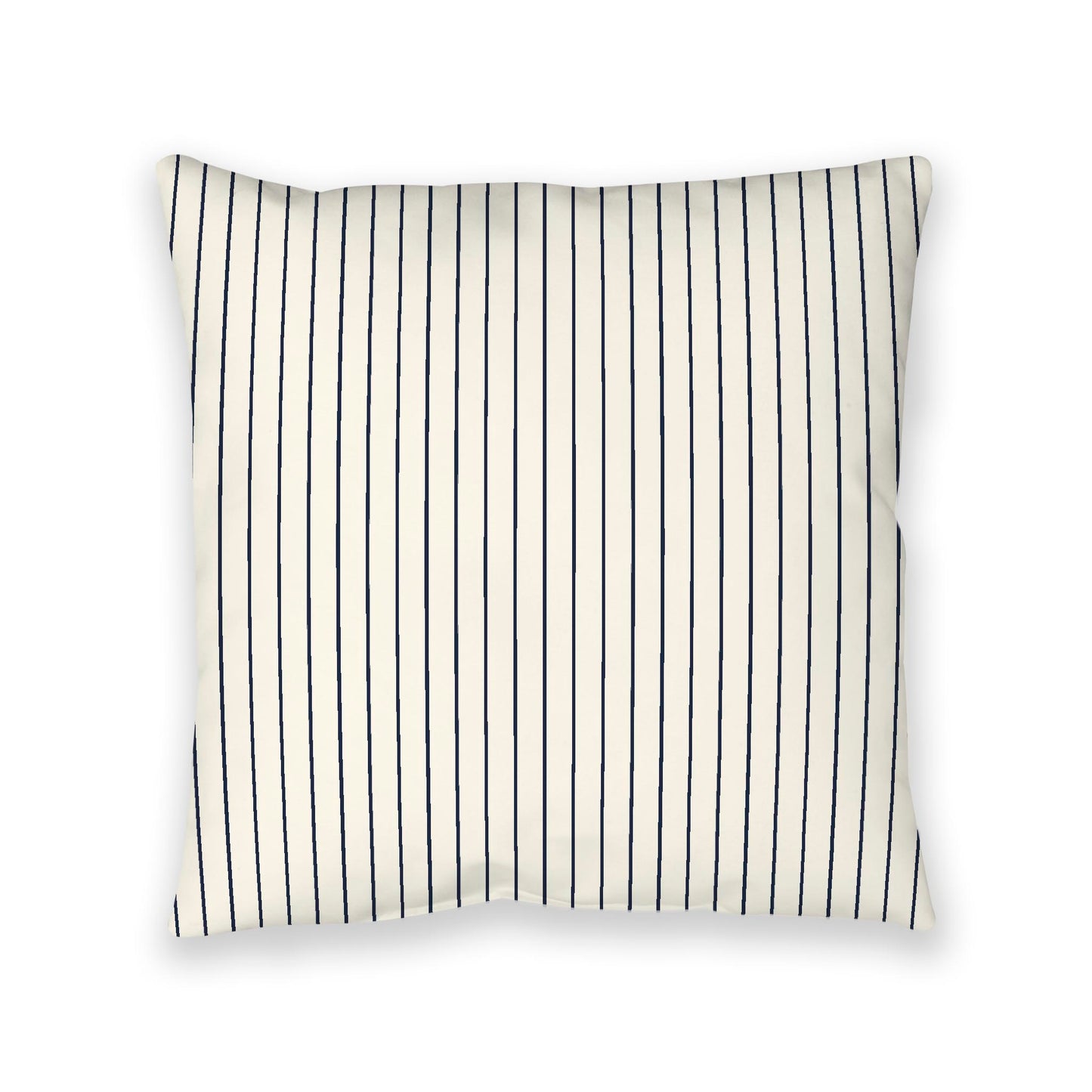 Pale Cream Spun Polyester Floor Pillow, Navy Blue Stripes on Top, Pale Cream Bottom, 40 x 40 inches