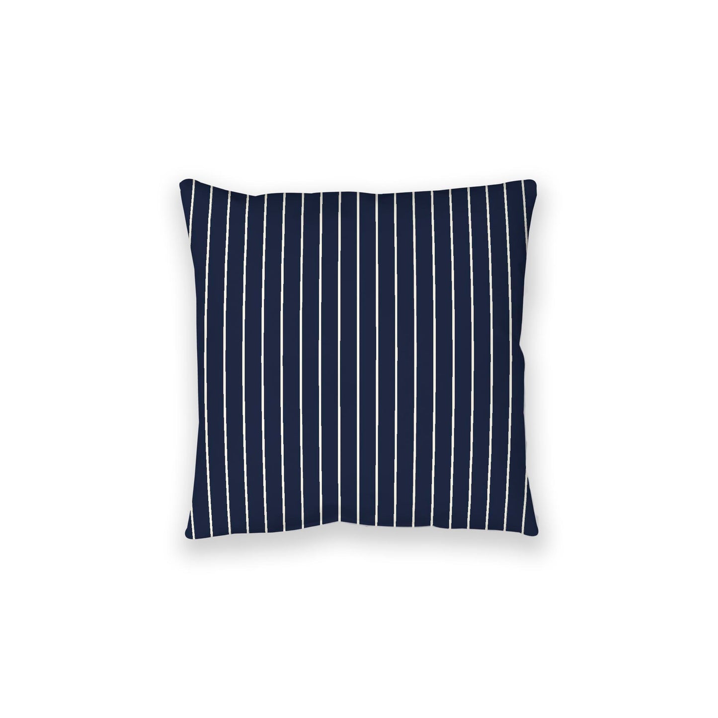 Navy Blue Spun Polyester Floor Pillow, Pale Cream Stripes on Top, Navy Blue Bottom, 28 x 28 inches