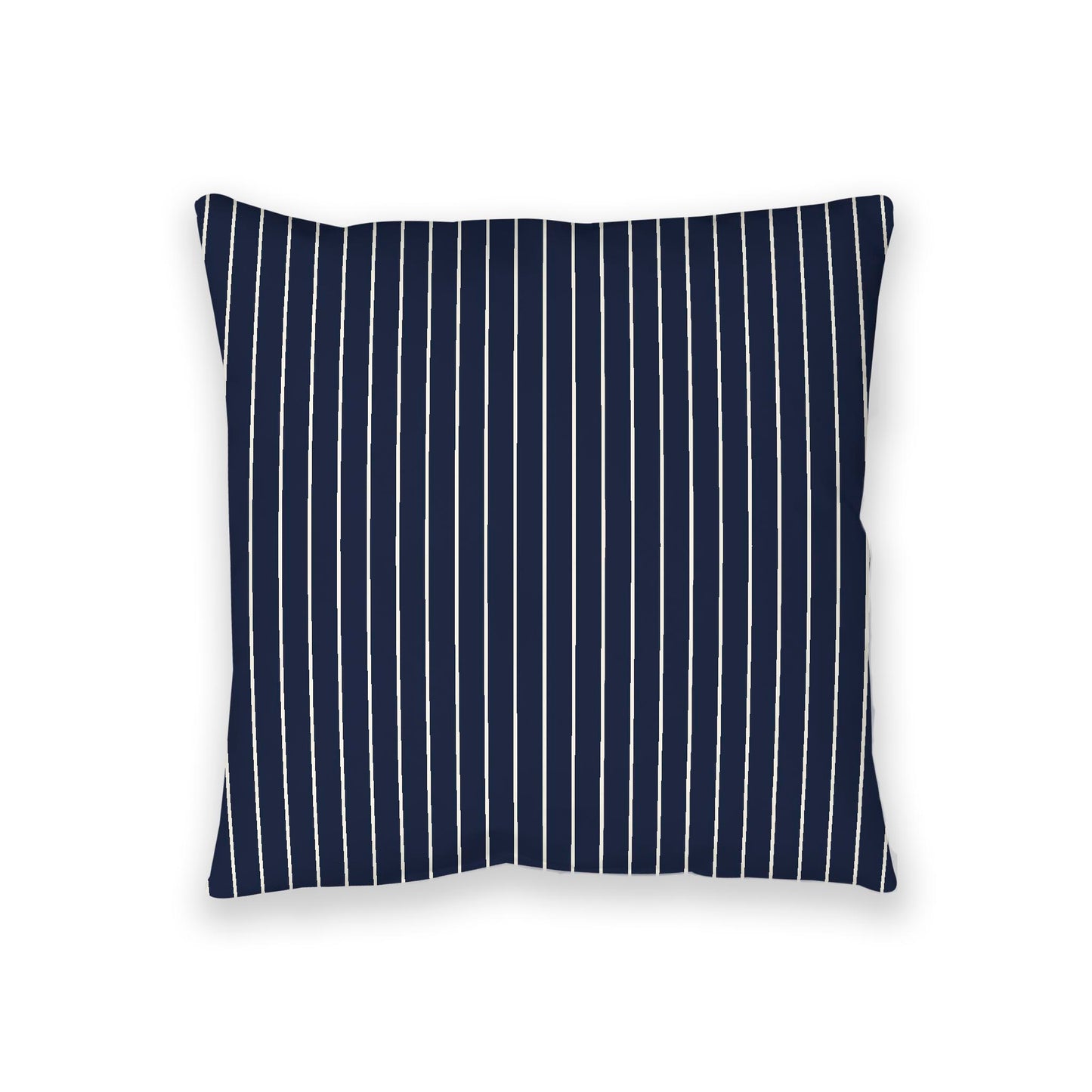 Navy Blue Spun Polyester Floor Pillow, Pale Cream Stripes on Top, Navy Blue Bottom, 36 x 36 inches