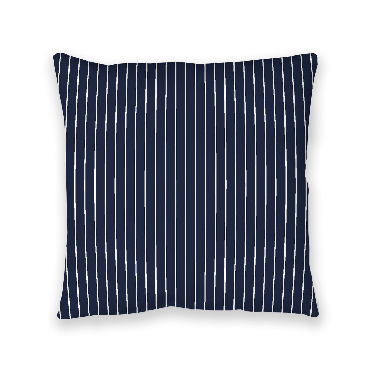 Navy Blue Spun Polyester Floor Pillow, Pale Cream Stripes on Top, Navy Blue Bottom, 40 x 40 inches