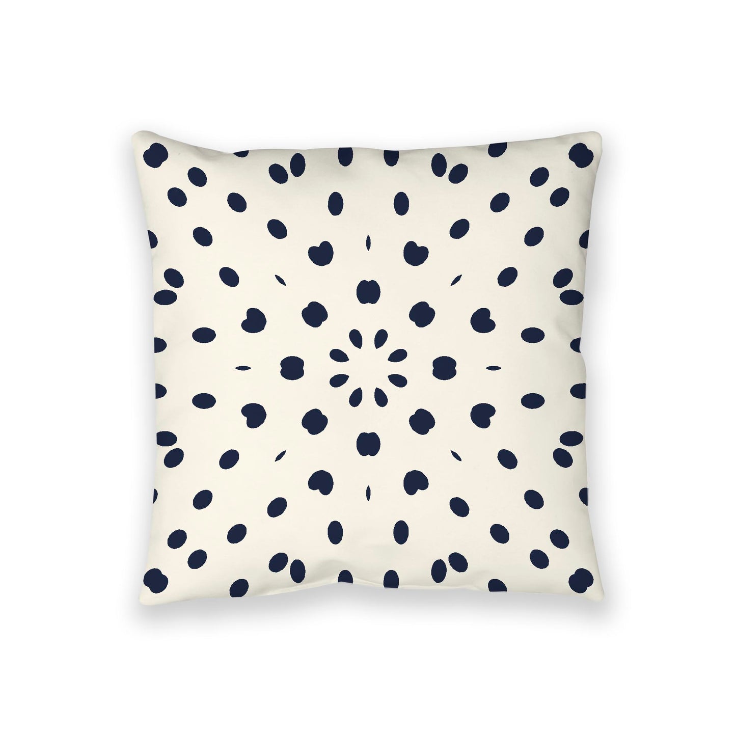 Pale Cream Spun Polyester Floor Pillow, Navy Blue Burst on Top, Pale Cream Bottom, 36 x 36 inches