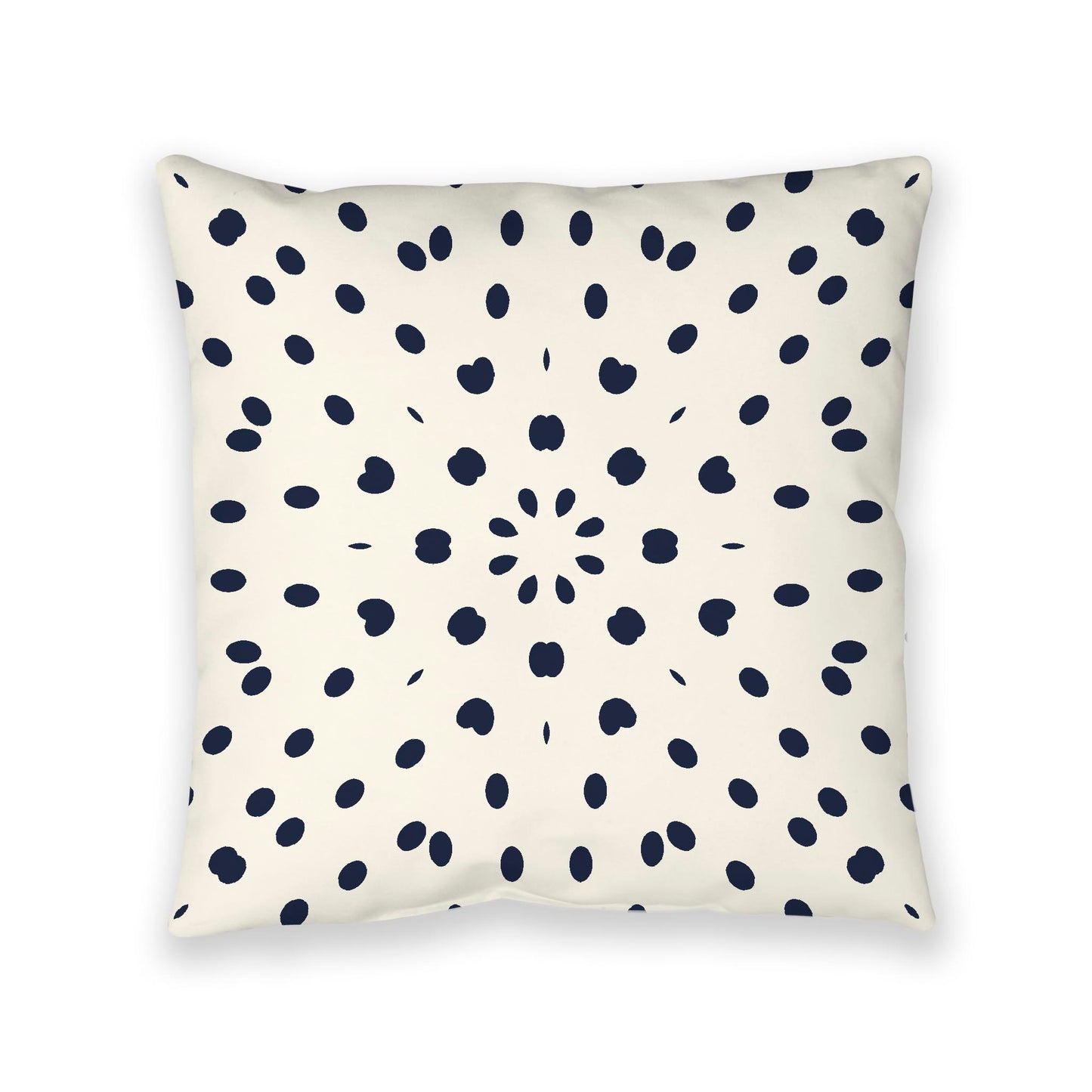 Pale Cream Spun Polyester Floor Pillow, Navy Blue Burst on Top, Pale Cream Bottom, 40 x 40 inches