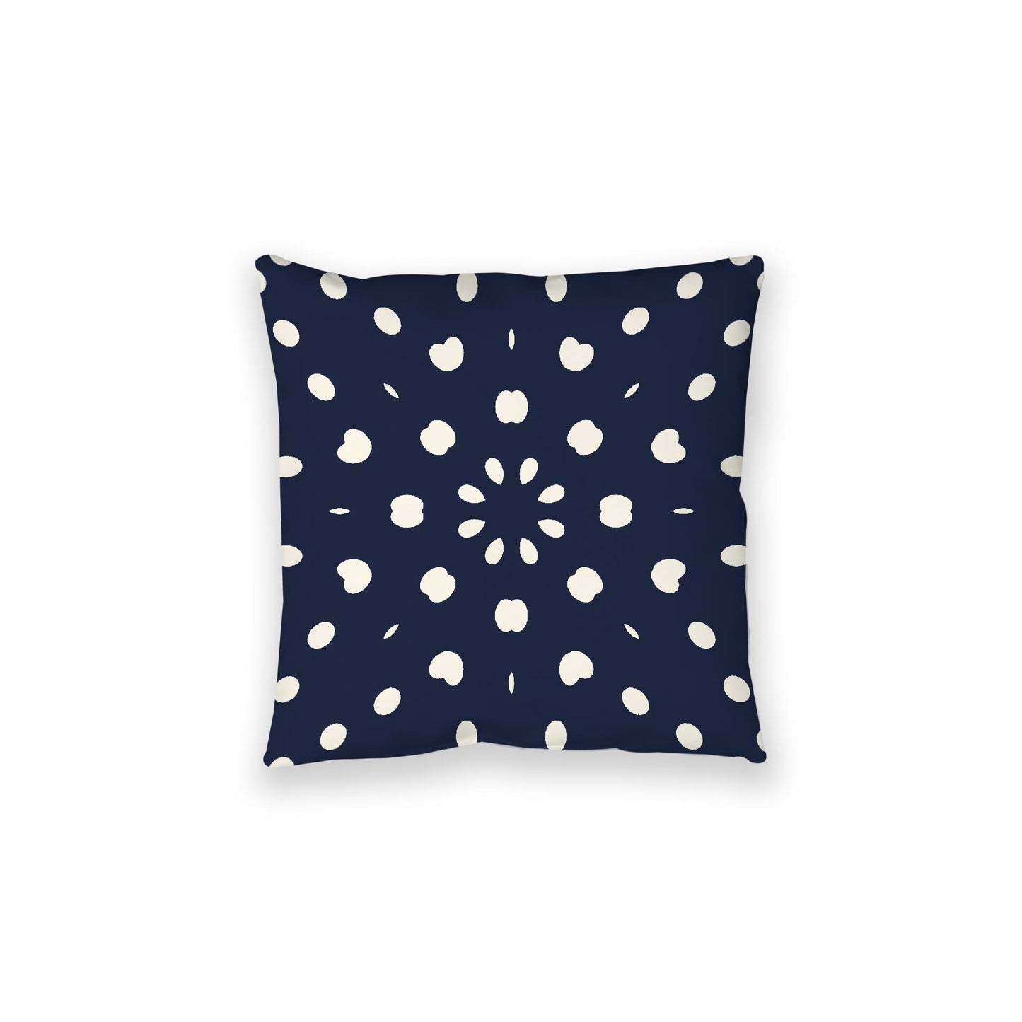 Navy Blue Spun Polyester Floor Pillow, Pale Cream Burst Pattern on Top, Navy Blue Bottom, 28 x 28 inches
