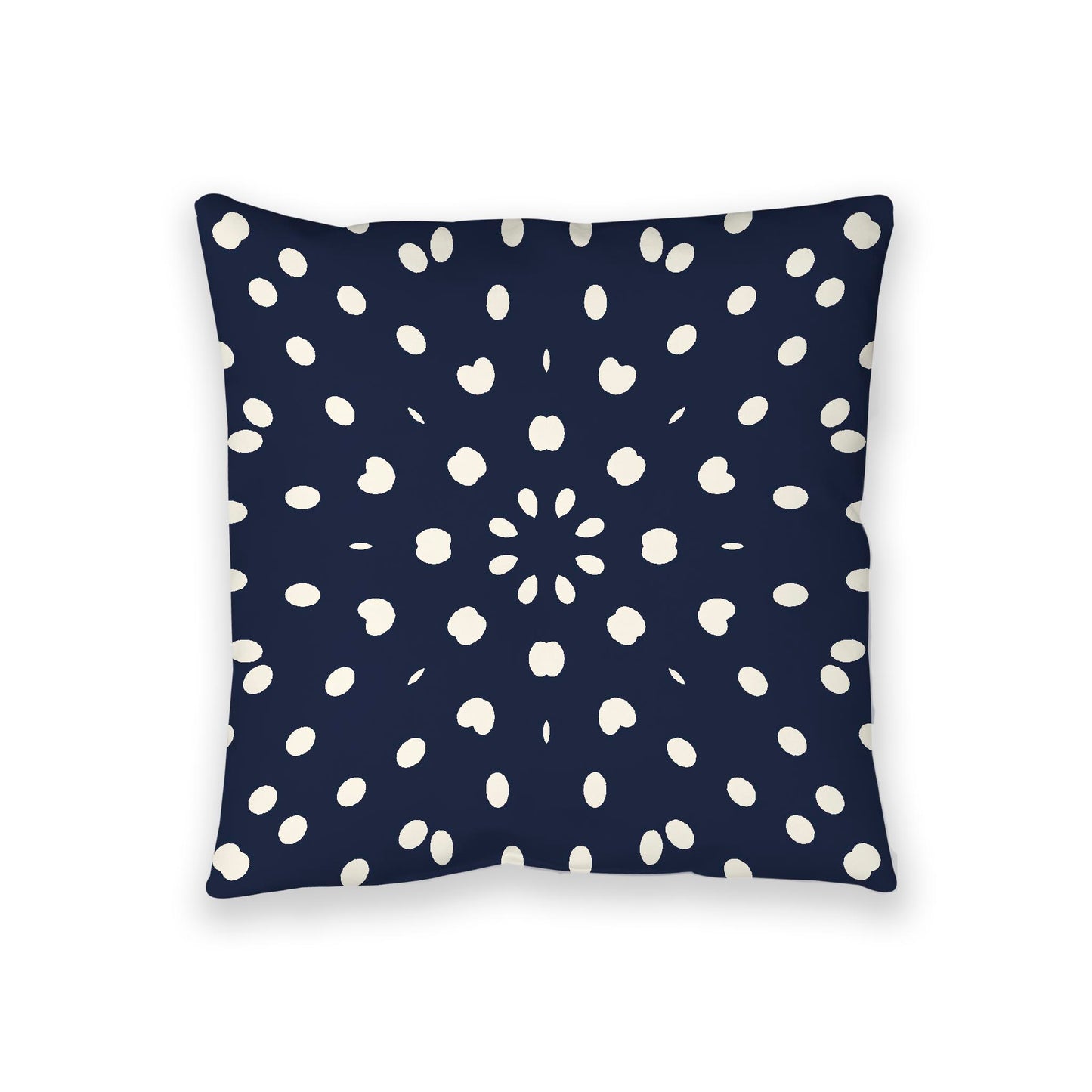 Navy Blue Spun Polyester Floor Pillow, Pale Cream Burst Pattern on Top, Navy Blue Bottom, 36 x 36 inches