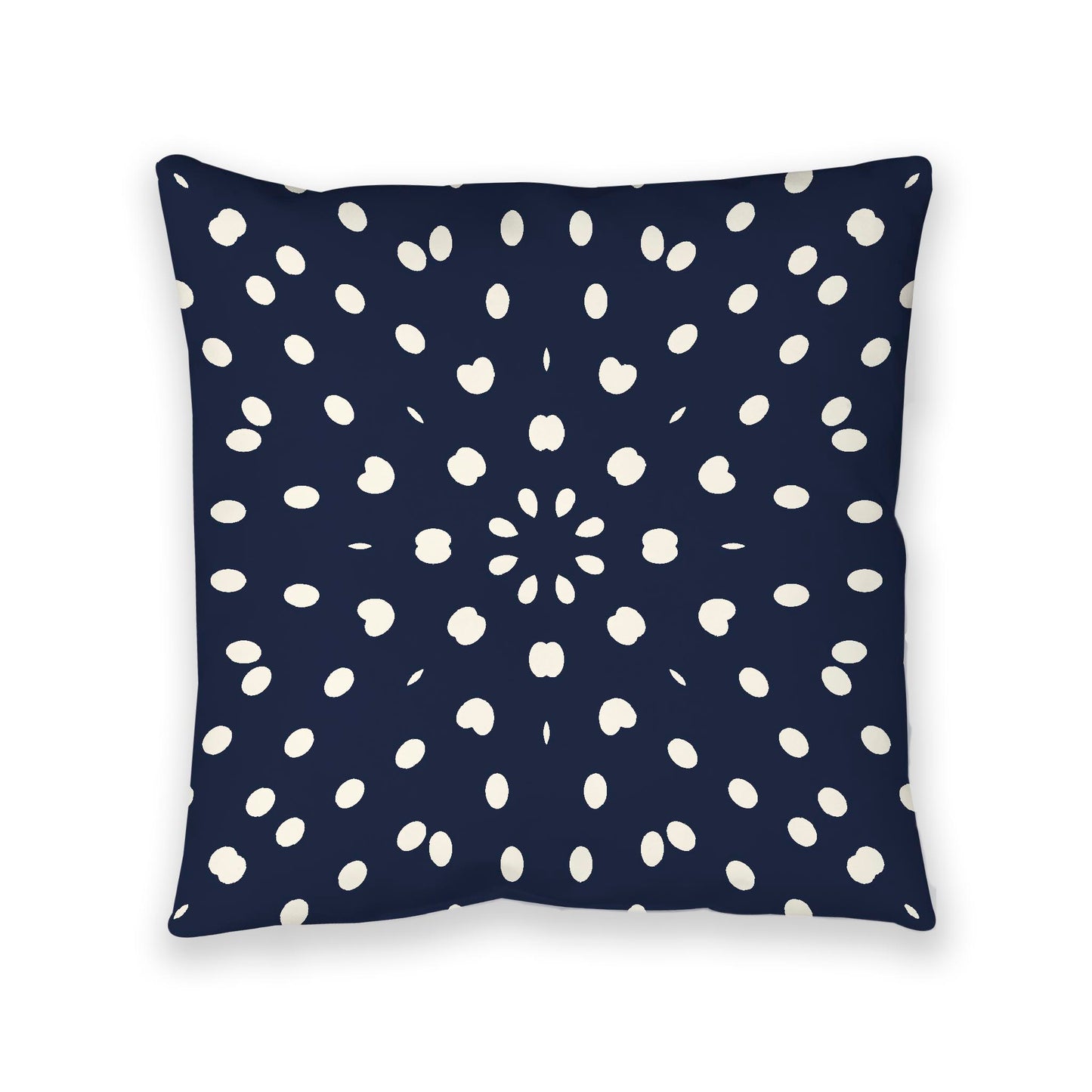 Navy Blue Spun Polyester Floor Pillow, Pale Cream Burst Pattern on Top, Navy Blue Bottom, 40 x 40 inches