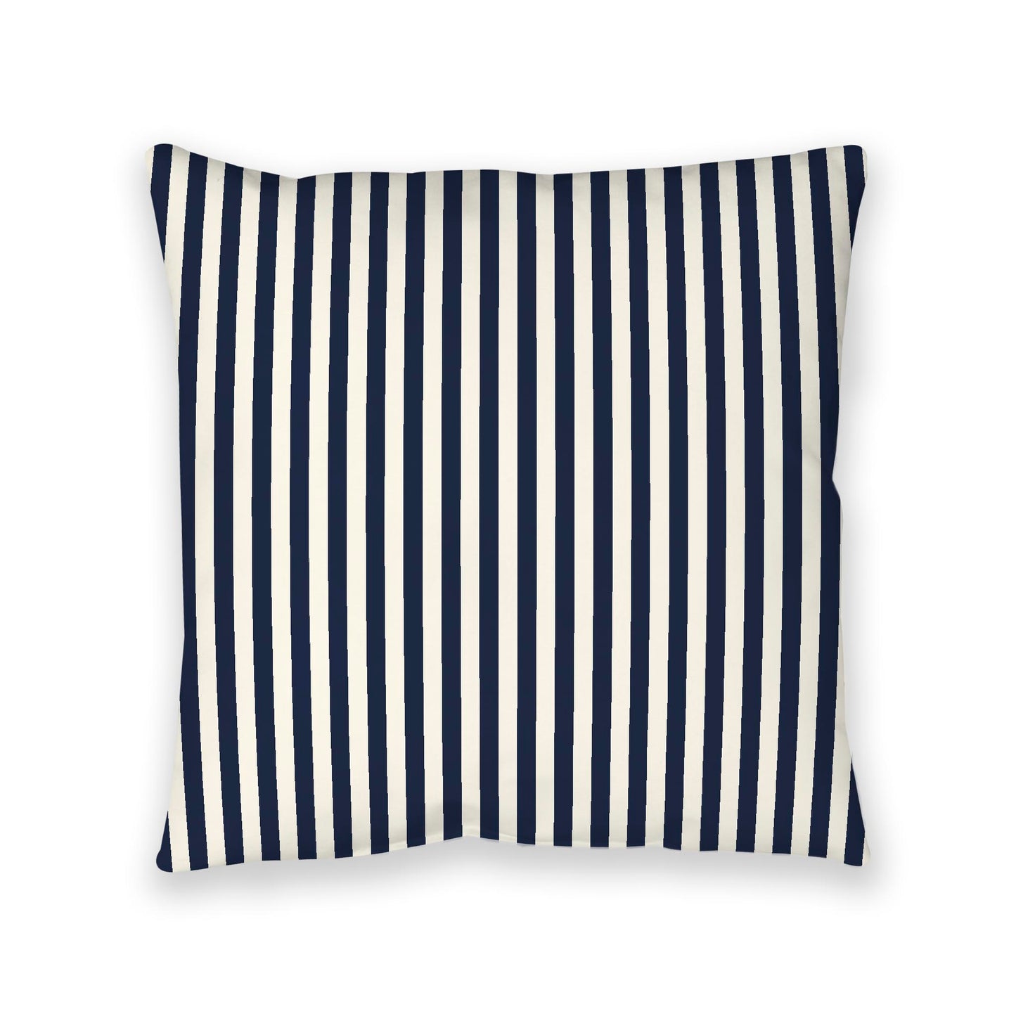 Pale Cream Spun Polyester Floor Pillow, Bold Navy Blue Bars on Top, Pale Cream Bottom | SPFP-1273-051