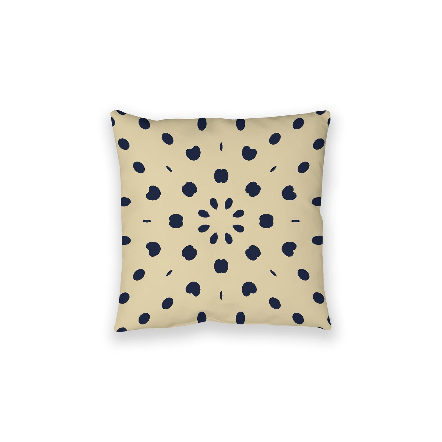 Desert Sand Spun Polyester Floor Pillow, Navy Blue Burst on Top, Desert Sand Bottom, 28 x 28 inches
