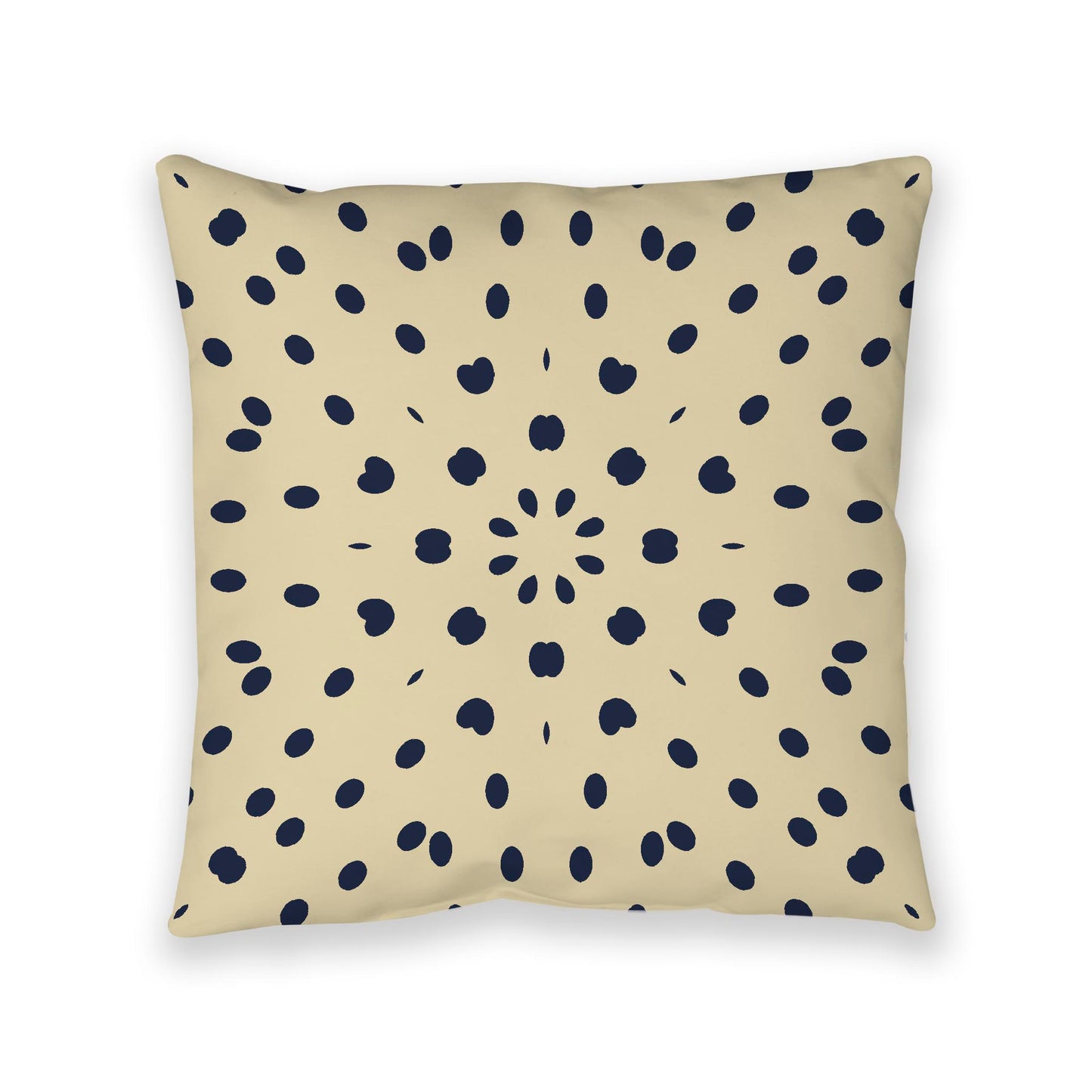 Desert Sand Spun Polyester Floor Pillow, Navy Blue Burst on Top, Desert Sand Bottom, 40 x 40 inches