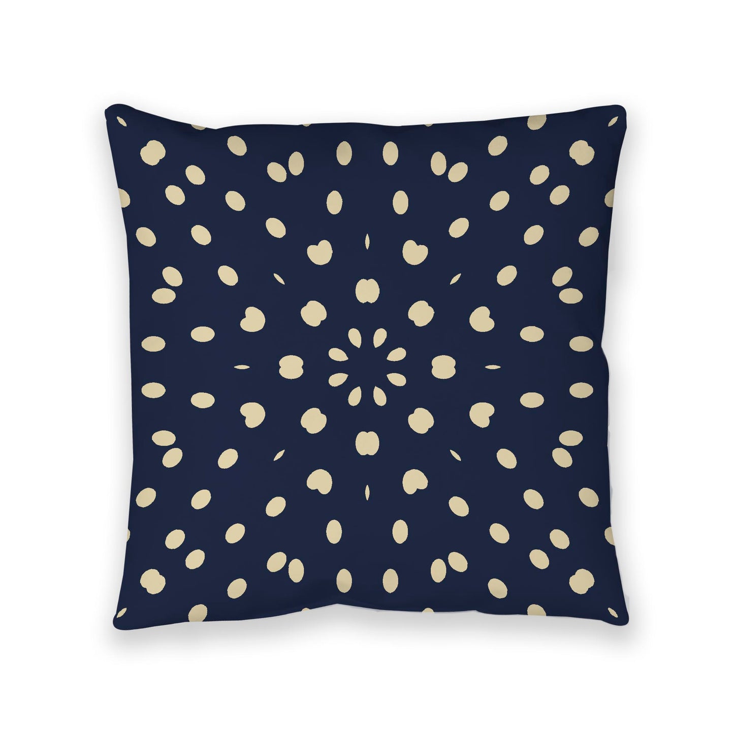 Navy Blue Spun Polyester Floor Pillow, Desert Sand Burst Pattern on Top, Navy Blue Bottom, 40 x 40 inches