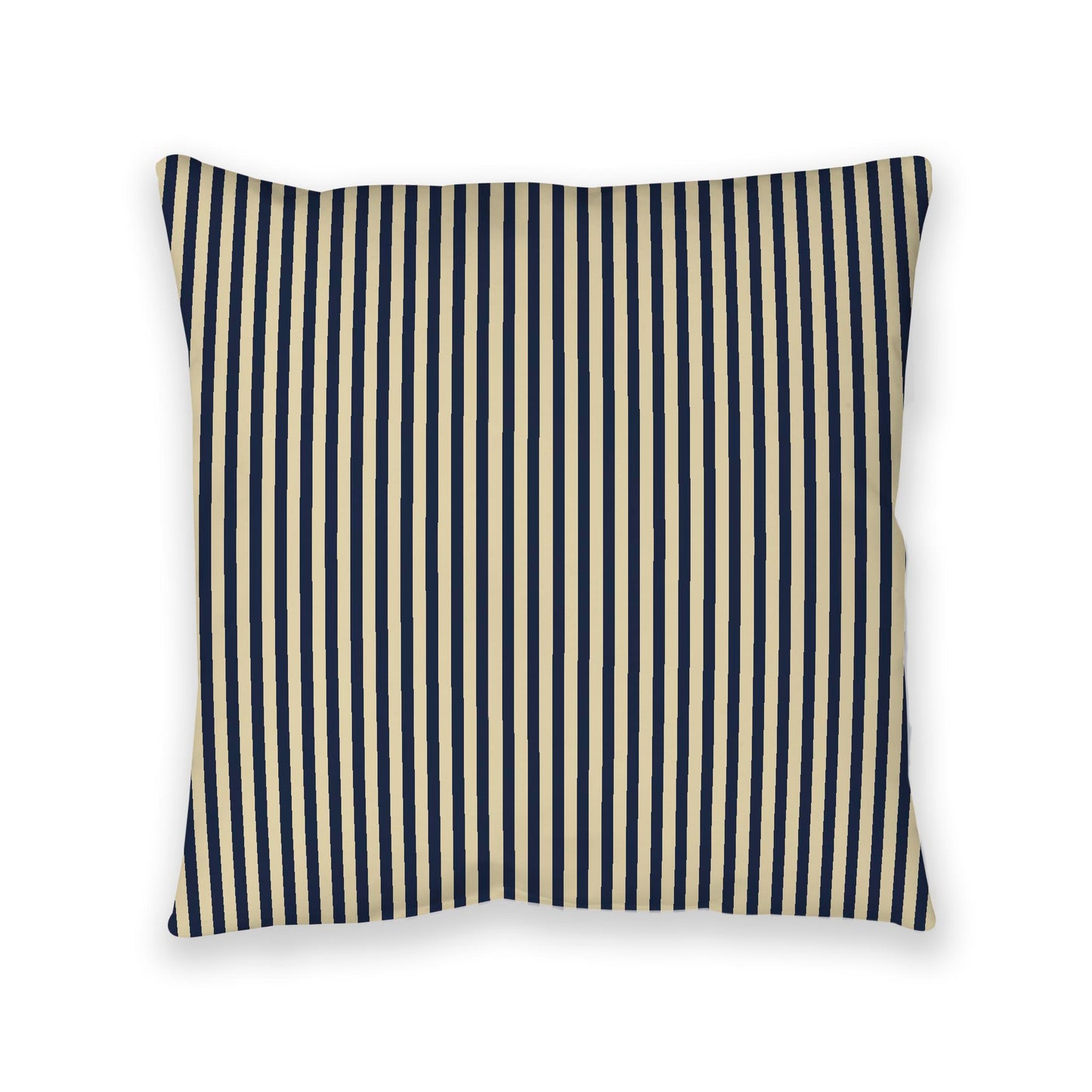 Desert Sand Spun Polyester Floor Pillow, Thin Navy Blue Bars on Top, Desert Sand Bottom, 40 x 40 inches