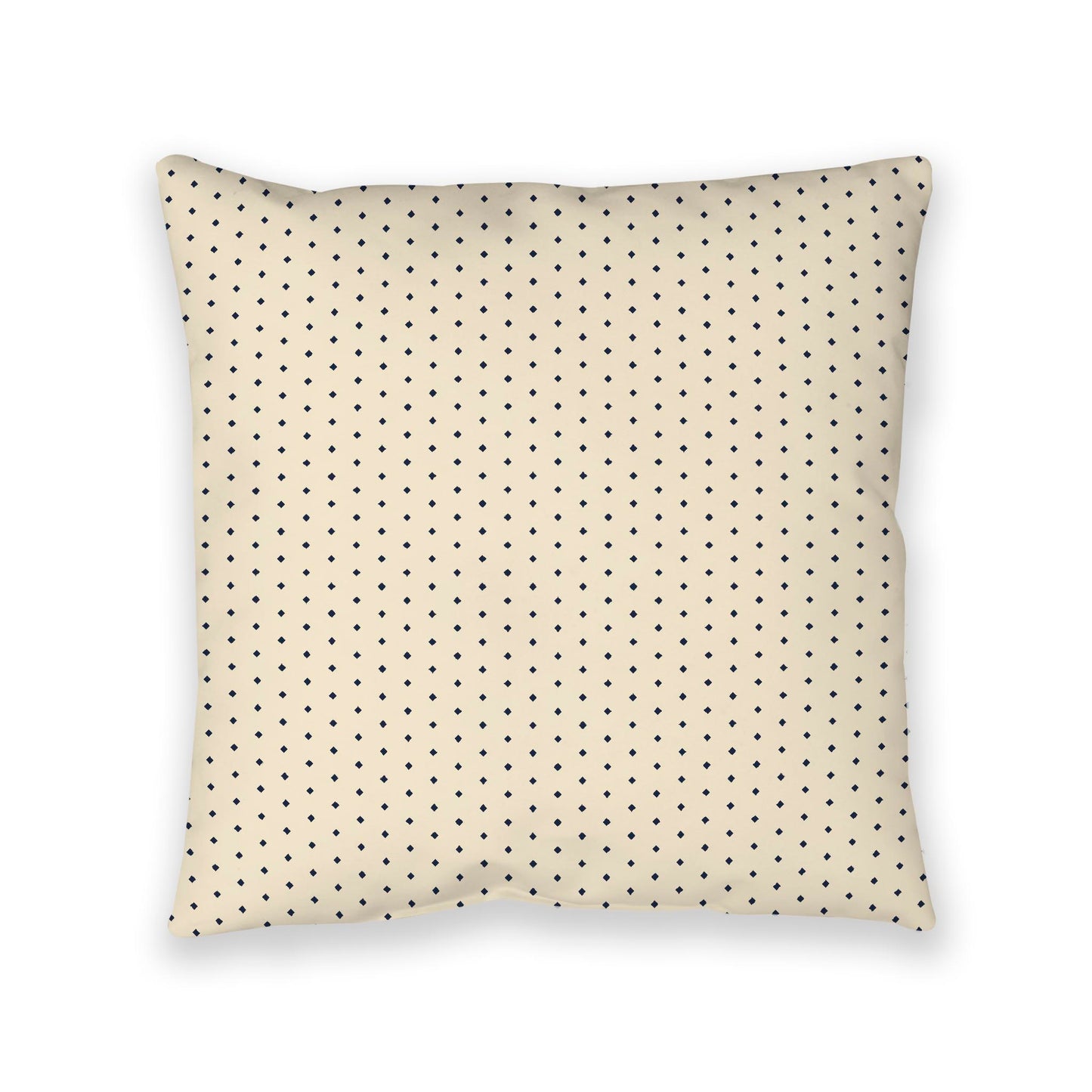 Beige Spun Polyester Floor Pillow, Navy Blue Diamonds on Top, Beige Bottom, 40 x 40 inches