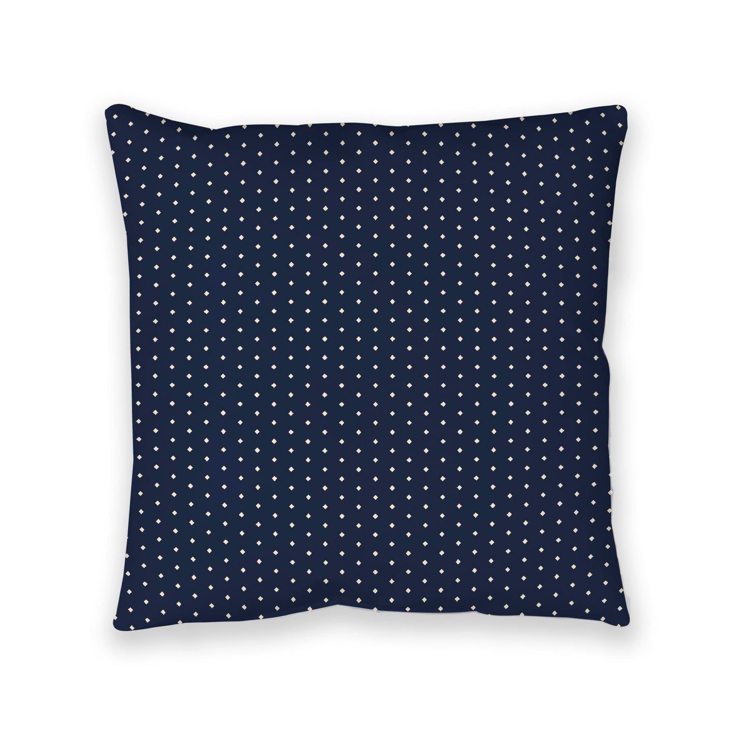 Navy Blue Spun Polyester Floor Pillow, Beige Diamonds on Top, Navy Blue Bottom, 40 x 40 inches