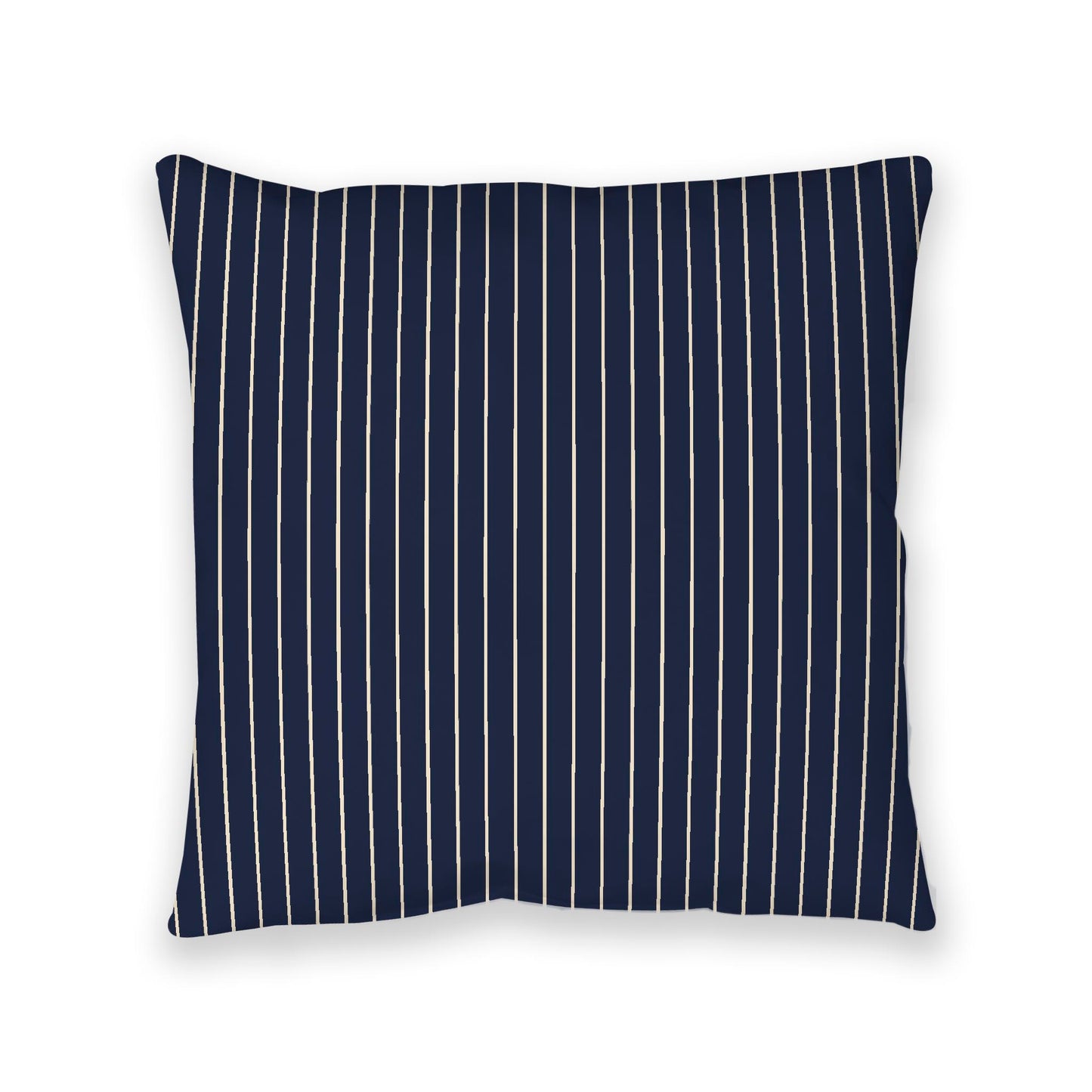 Navy Blue Spun Polyester Floor Pillow, Beige Stripes on Top, Navy Blue Bottom, 40 x 40 inches