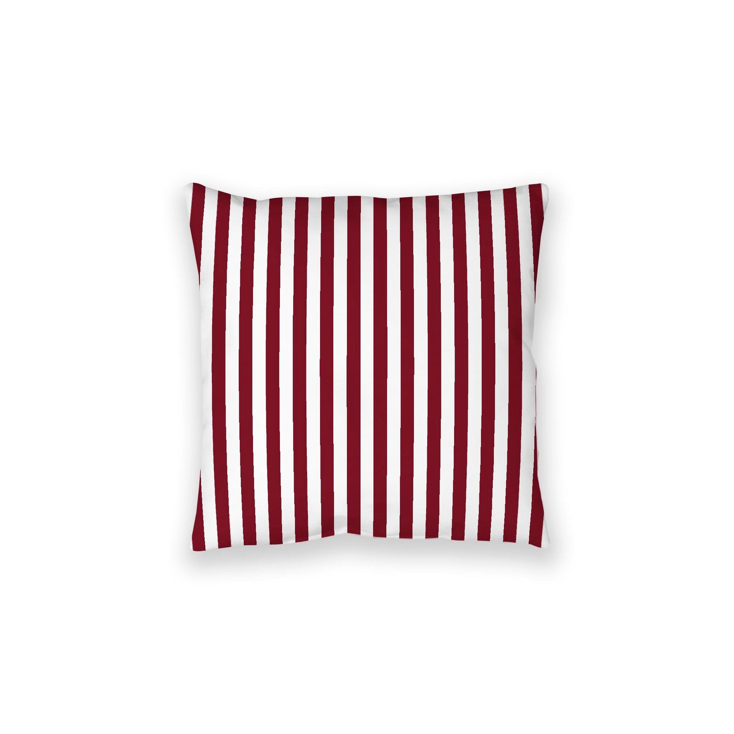 White Spun Polyester Floor Pillow, Bold Burgundy Red Bars on Top, White Bottom, 28 x 28 inches